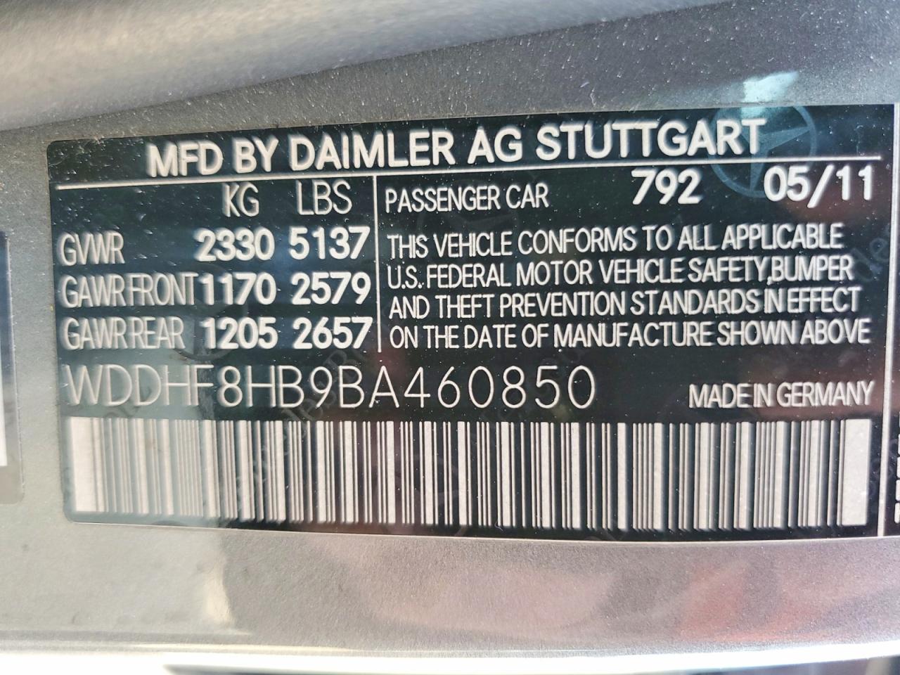 2011 Mercedes-benz E 350 4matic Gray vin: WDDHF8HB9BA460850