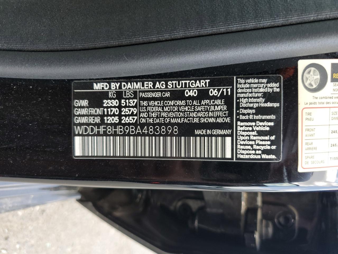 2011 Mercedes-benz E 350 4matic Черный vin: WDDHF8HB9BA483898