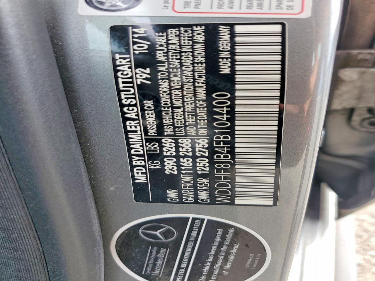 2015 Mercedes-benz E Silver vin: WDDHF8JB4FB104400