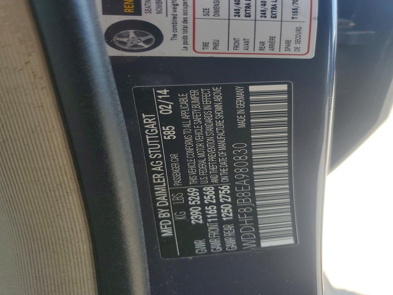 2014 Mercury E350 Синий vin: WDDHF8JB8EA980830
