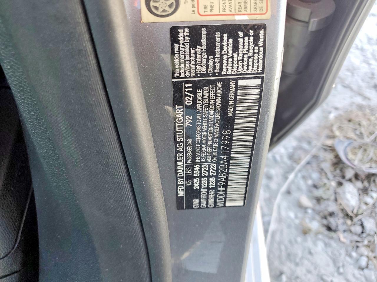 2011 Mercedes-benz E 550 4matic Gray vin: WDDHF9AB2BA417998