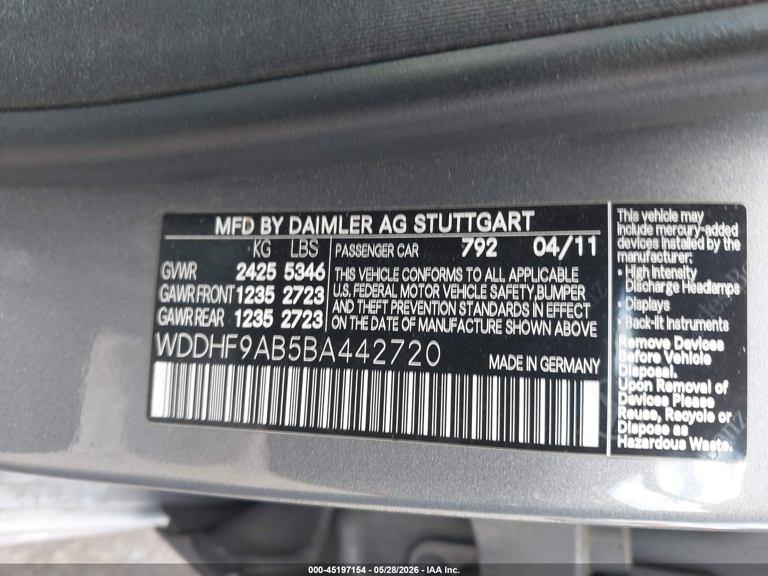 2011 Mercedes-benz E 550 4matic Silver vin: WDDHF9AB5BA442720