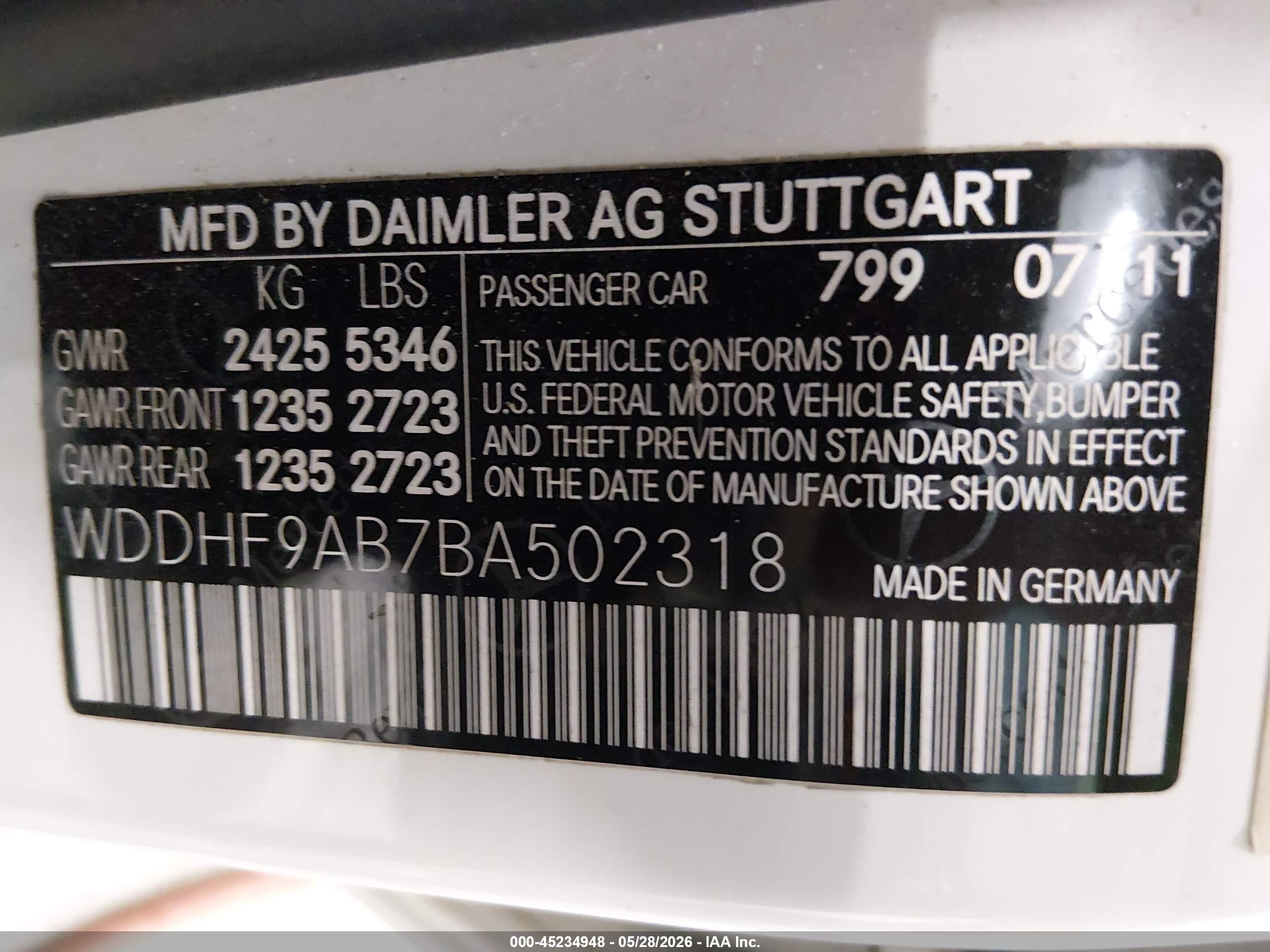 2011 Mercedes-benz E 550 4matic Белый vin: WDDHF9AB7BA502318