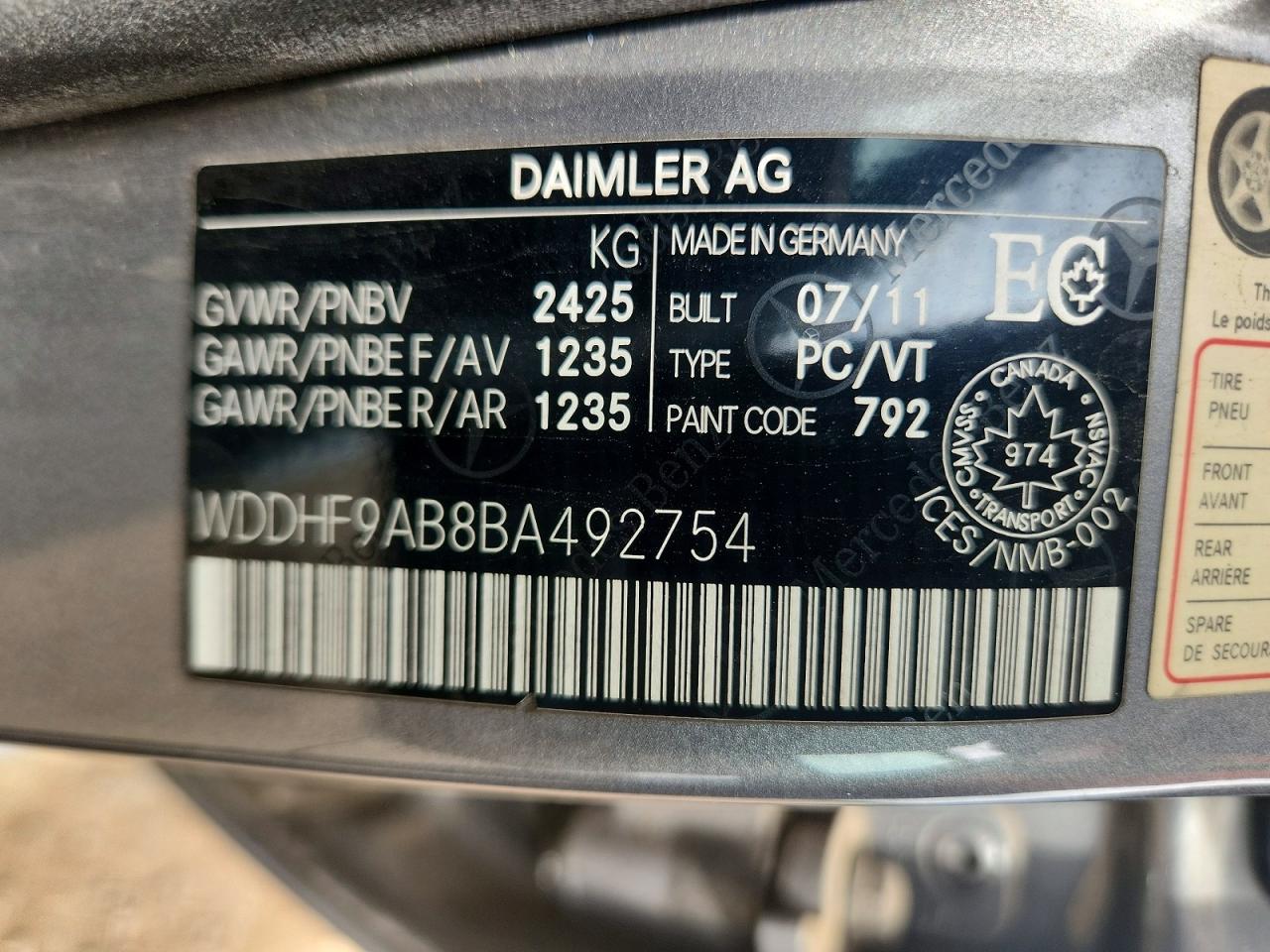 2011 Mercedes-benz E 550 4matic Gray vin: WDDHF9AB8BA492754