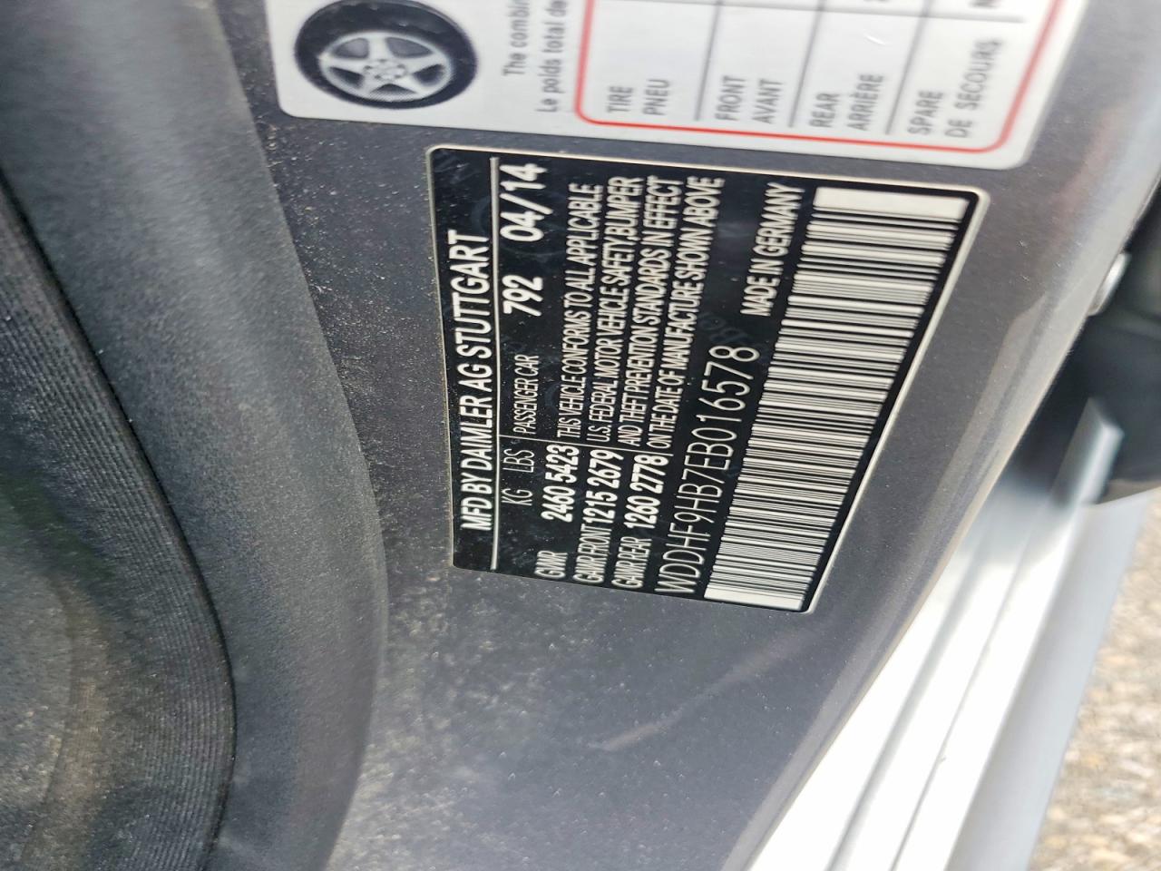 2014 Mercedes-benz E 250 Bluetec Gray vin: WDDHF9HB7EB016578