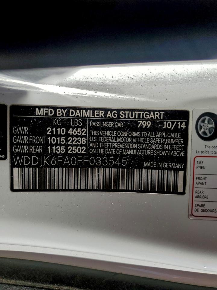 2015 Mercedes-benz Sl 400 White vin: WDDJK6FA0FF033545