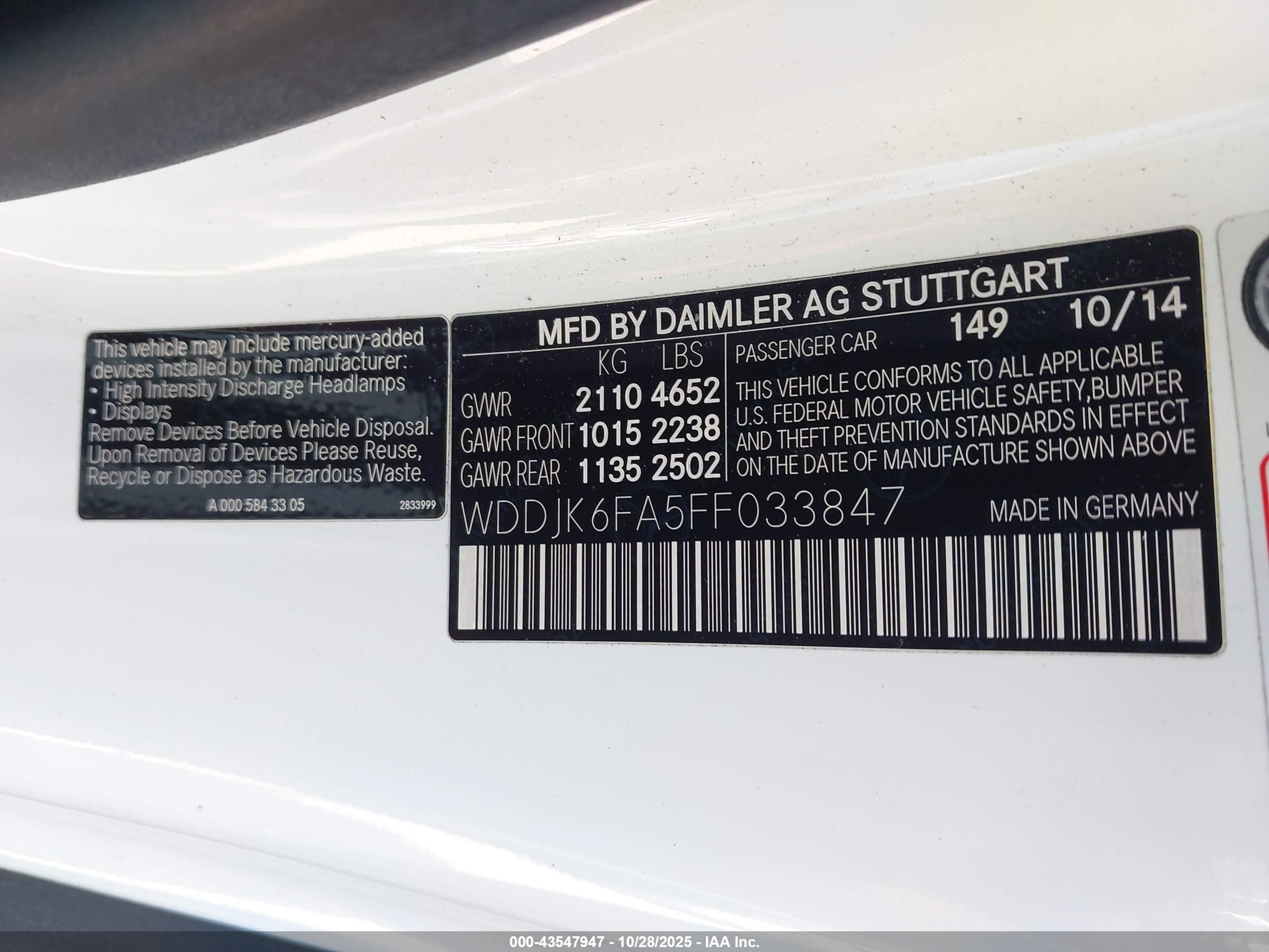 2015 Mercedes-benz Sl 400   White vin: WDDJK6FA5FF033847