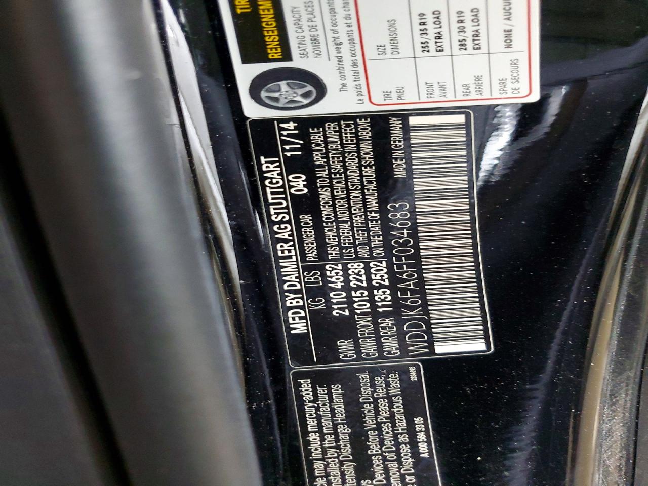 2015 Mercedes-benz Sl 400 Черный vin: WDDJK6FA6FF034683