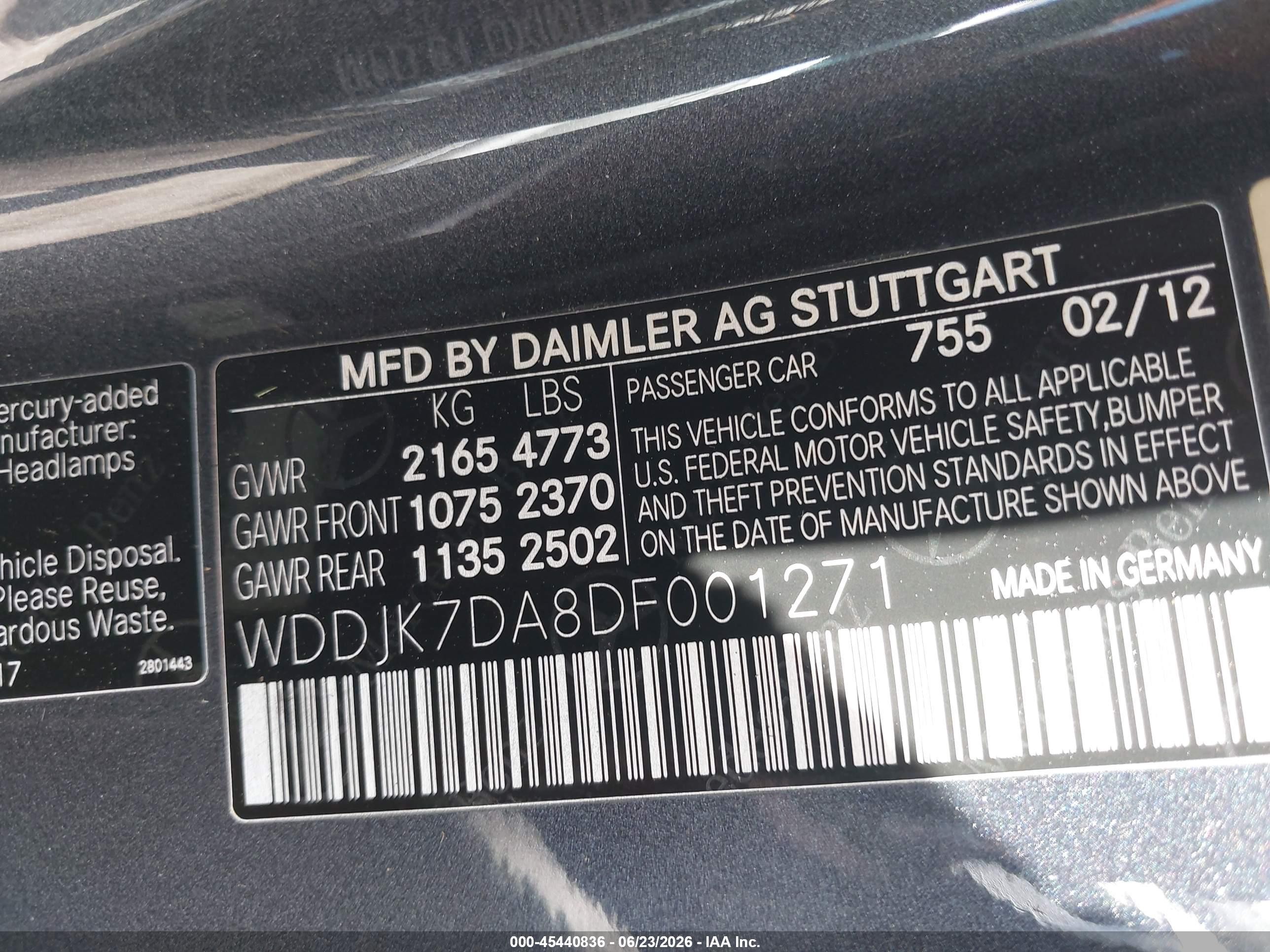 2013 Mercedes-benz Sl 550   Gray vin: WDDJK7DA8DF001271