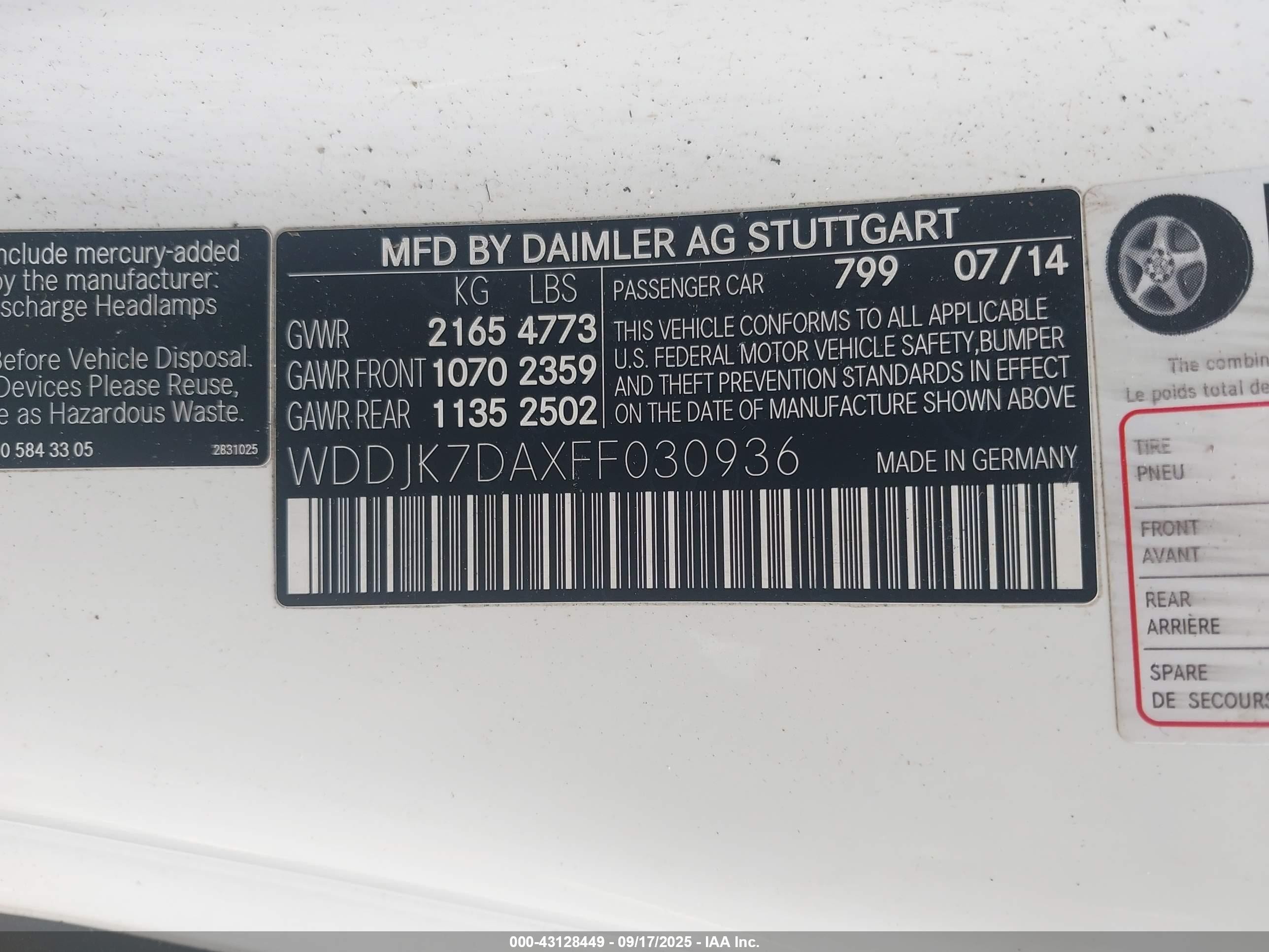 2015 Mercedes-benz Sl 550 Белый vin: WDDJK7DAXFF030936