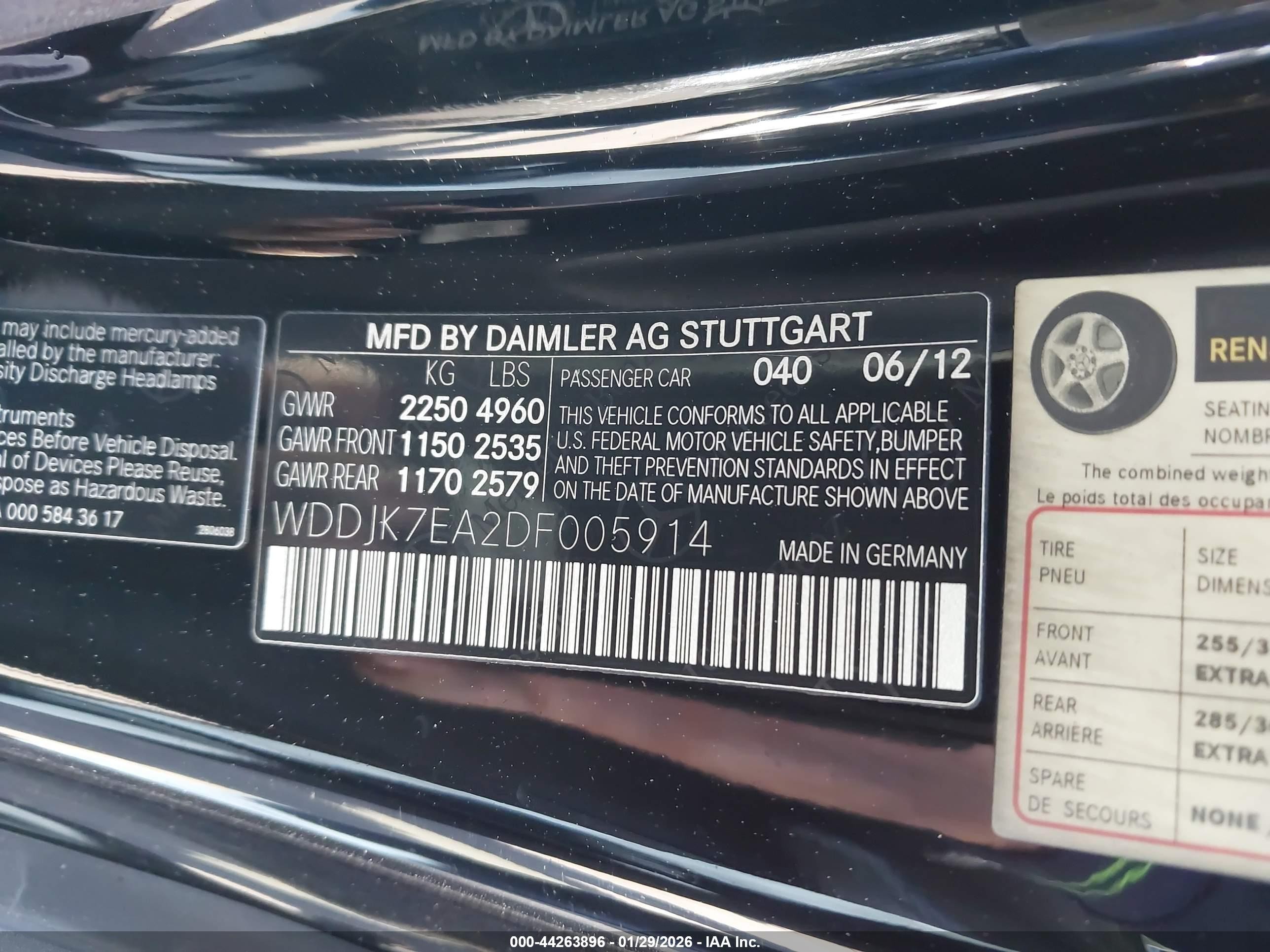 2013 Mercedes-benz Sl 63 Amg   Black vin: WDDJK7EA2DF005914