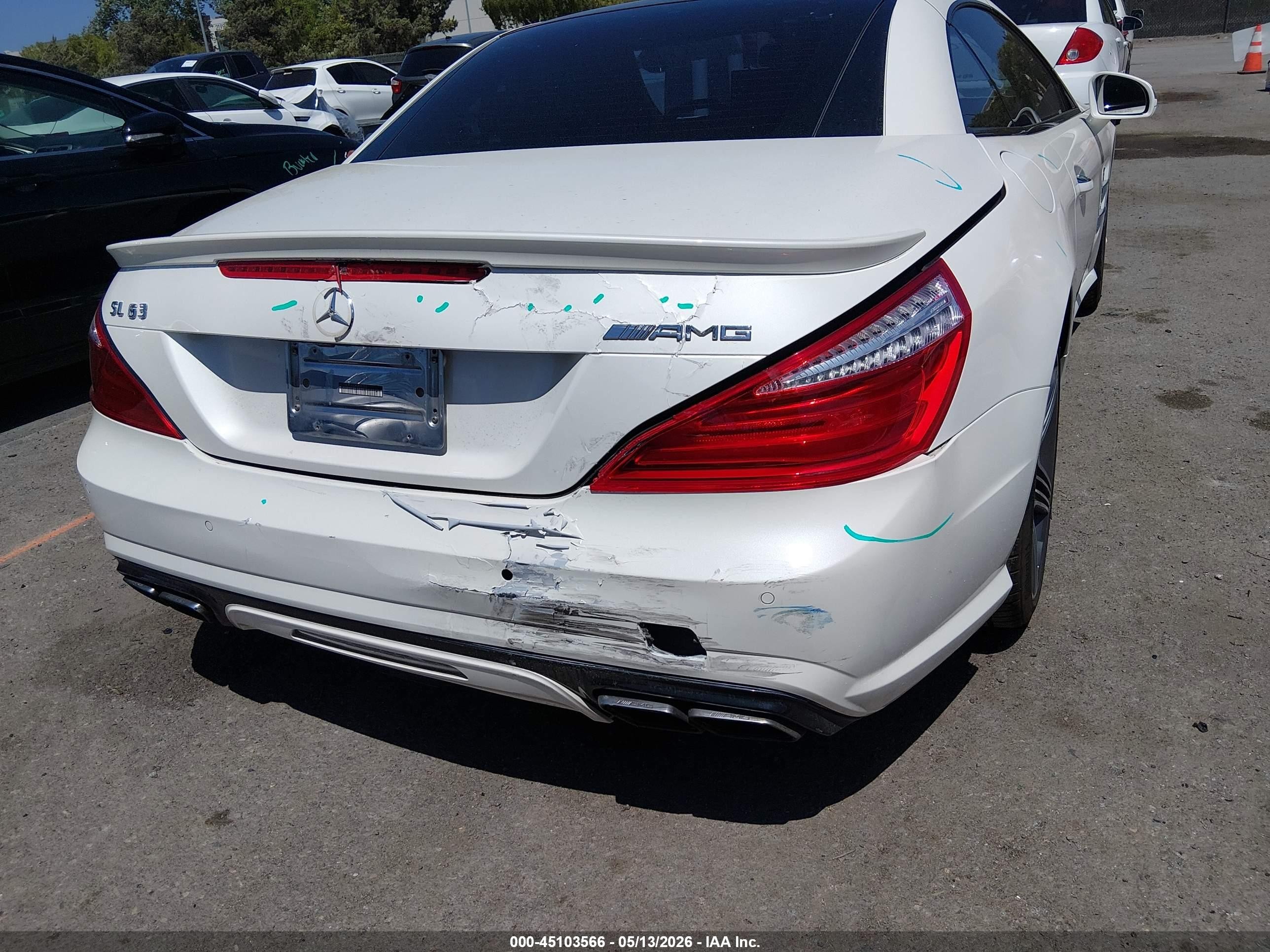 2013 Mercedes-benz Sl 63 Amg   White vin: WDDJK7EA6DF005155