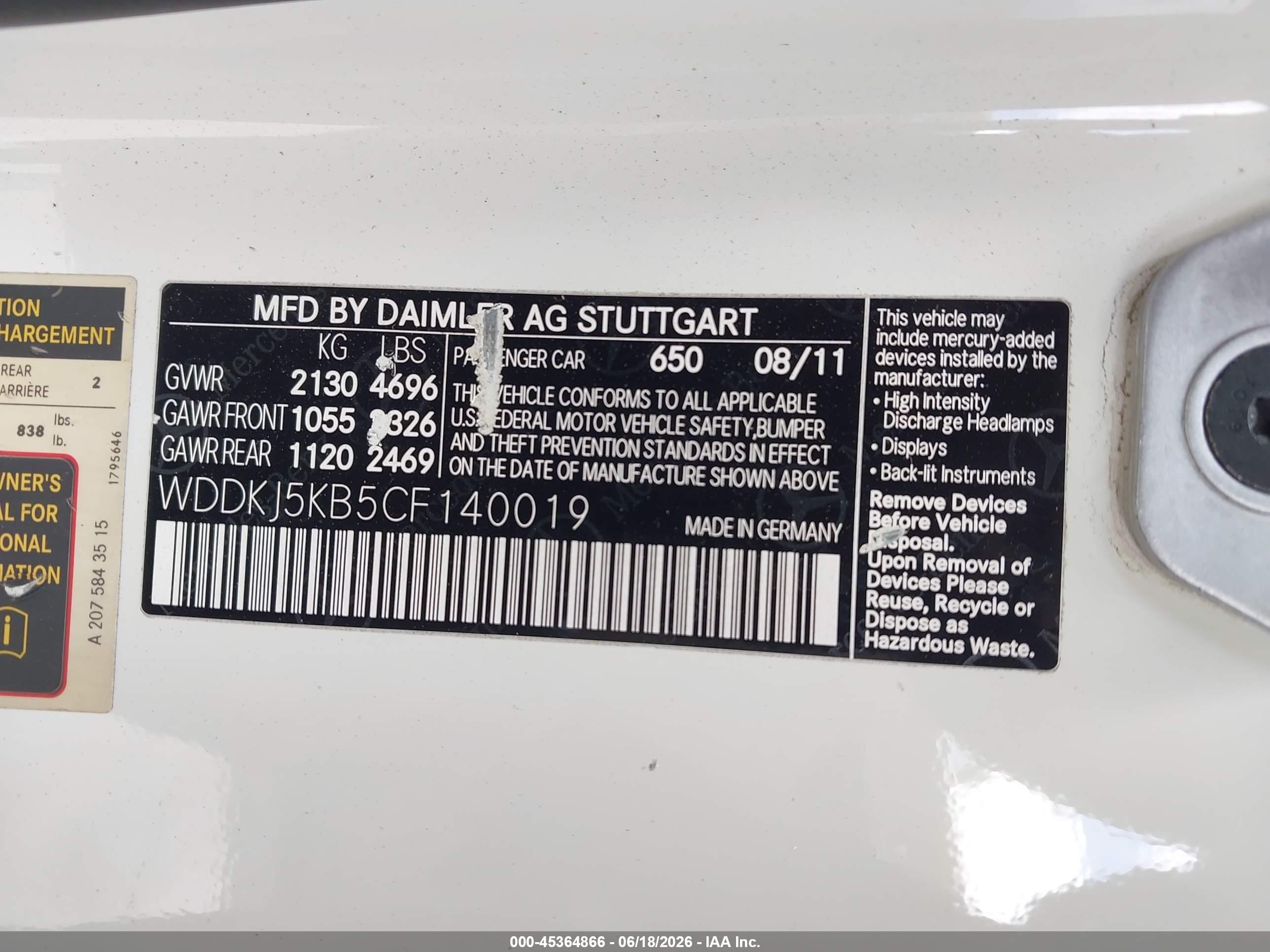 2012 Mercedes-benz E 350   White vin: WDDKJ5KB5CF140019