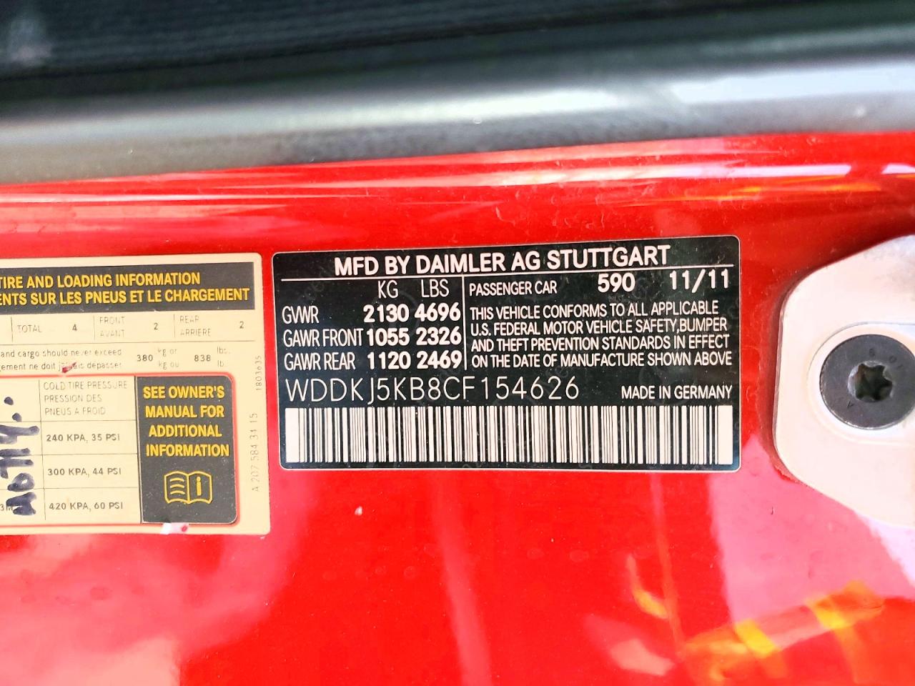 2012 Mercedes-benz E 350 Red vin: WDDKJ5KB8CF154626