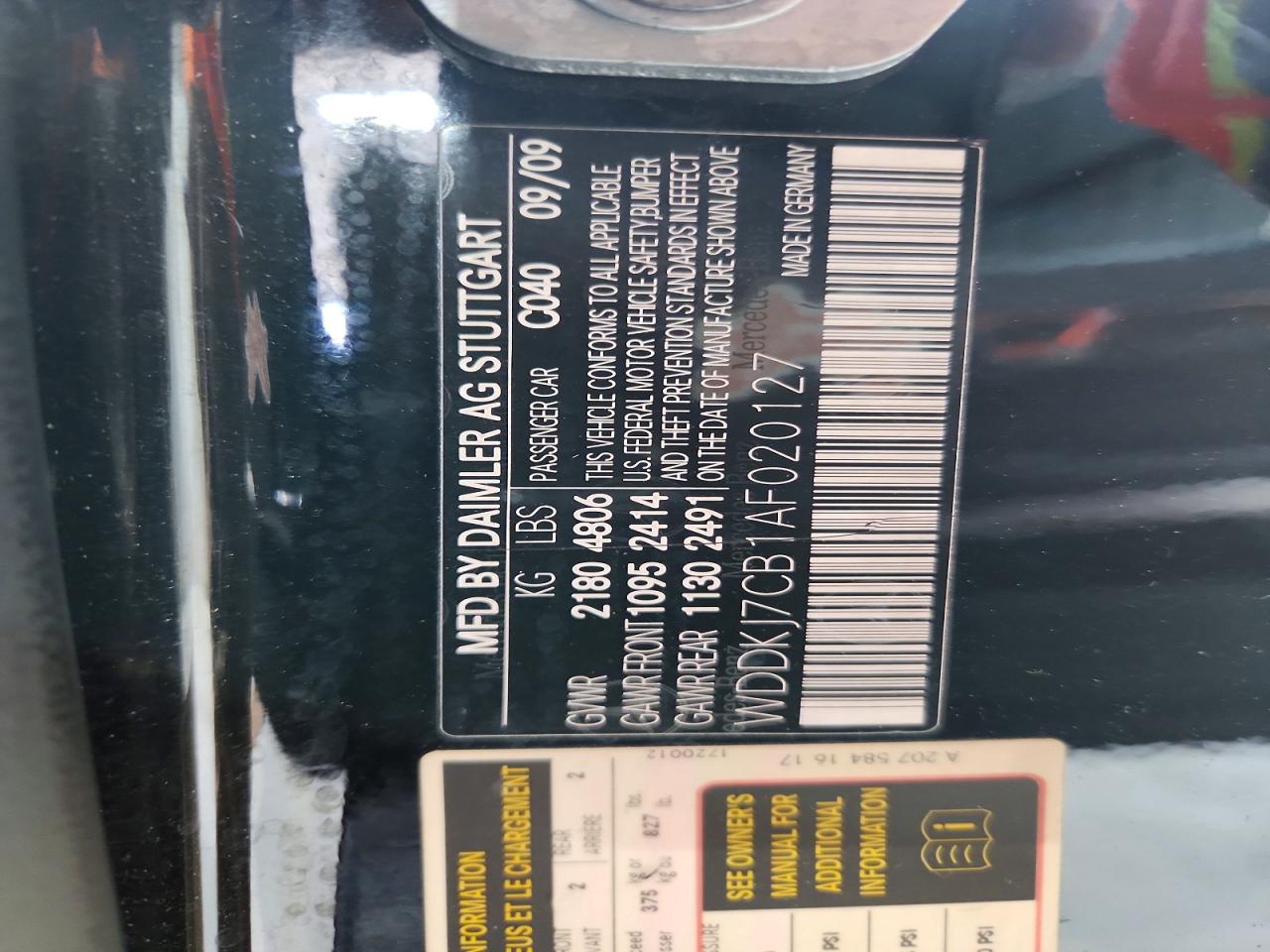 2010 Mercedes-benz E 550 Black vin: WDDKJ7CB1AF020127