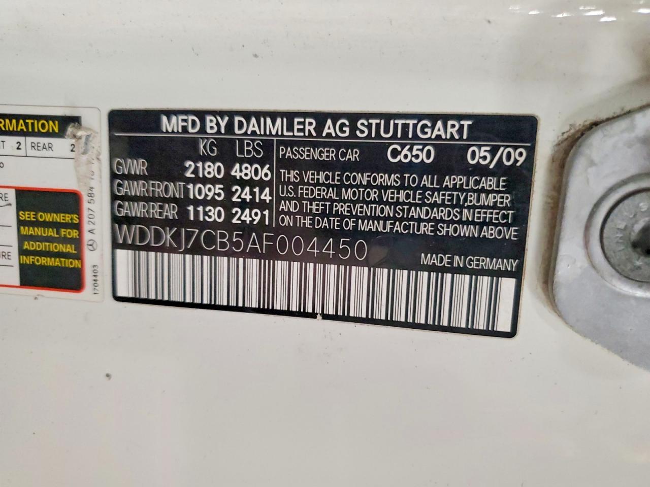 2010 Mercedes-benz E 550 White vin: WDDKJ7CB5AF004450
