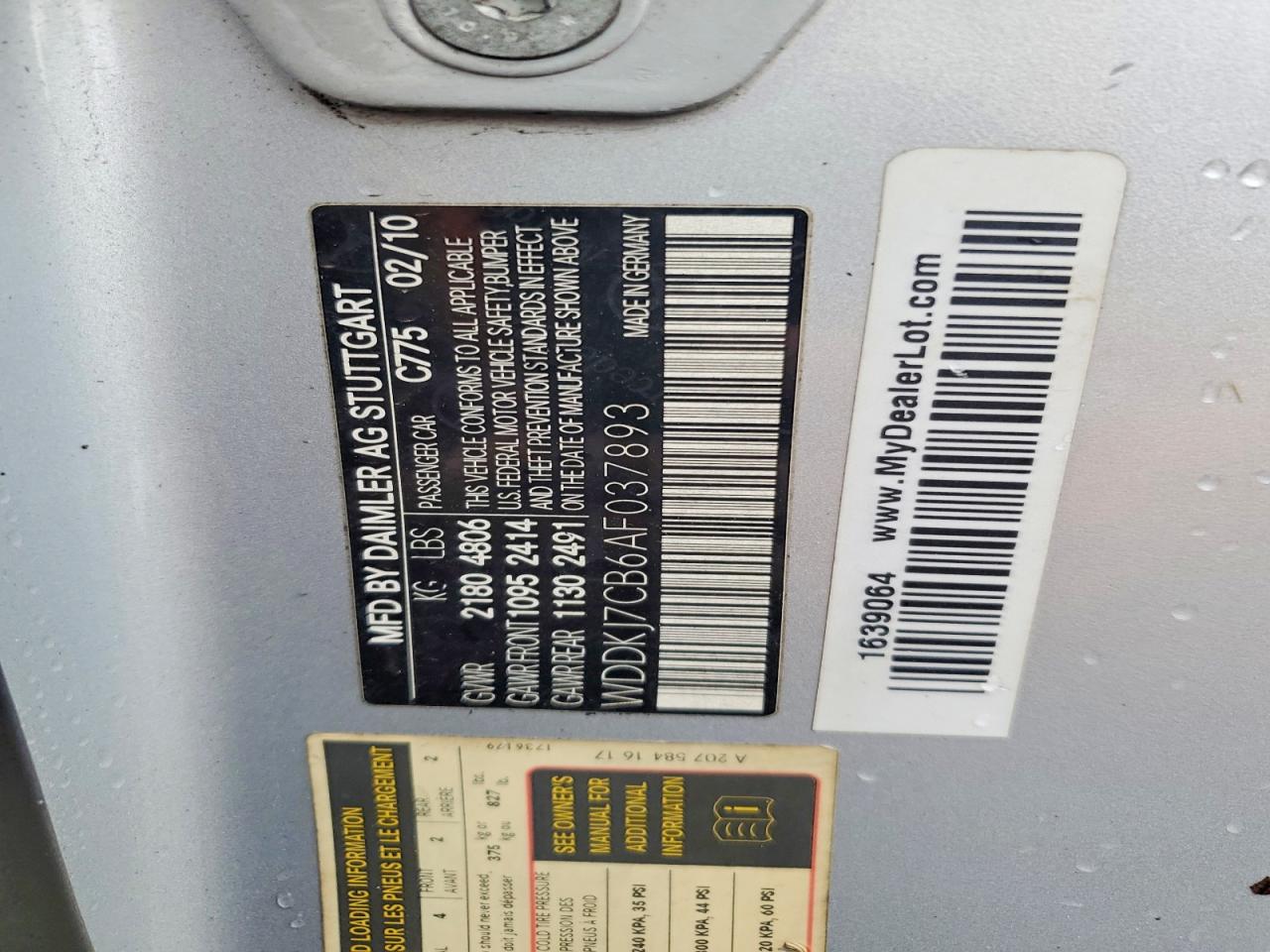 2010 Mercedes-benz E 550 Silver vin: WDDKJ7CB6AF037893