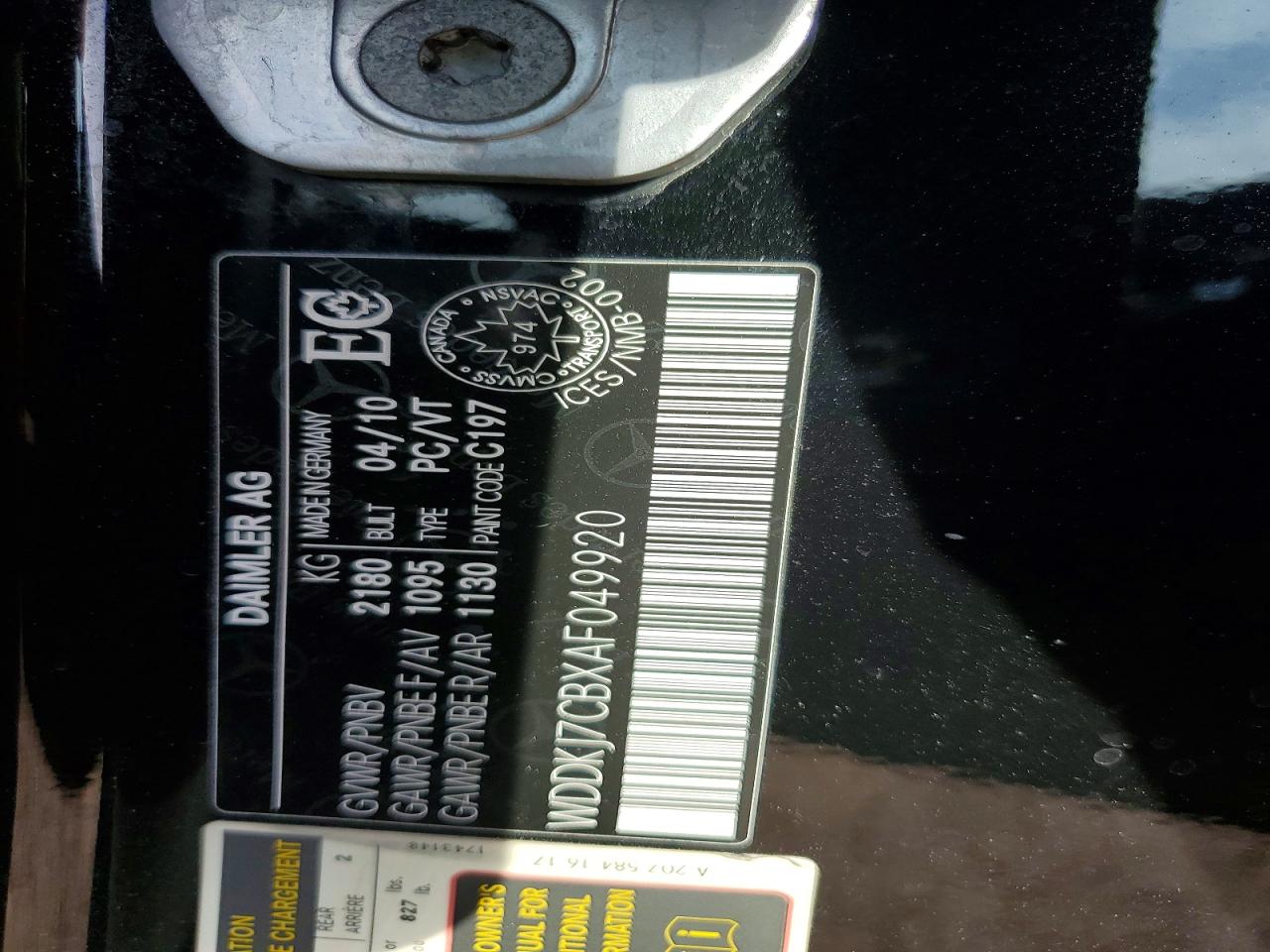 2010 Mercedes-benz E 550 Black vin: WDDKJ7CBXAF049920