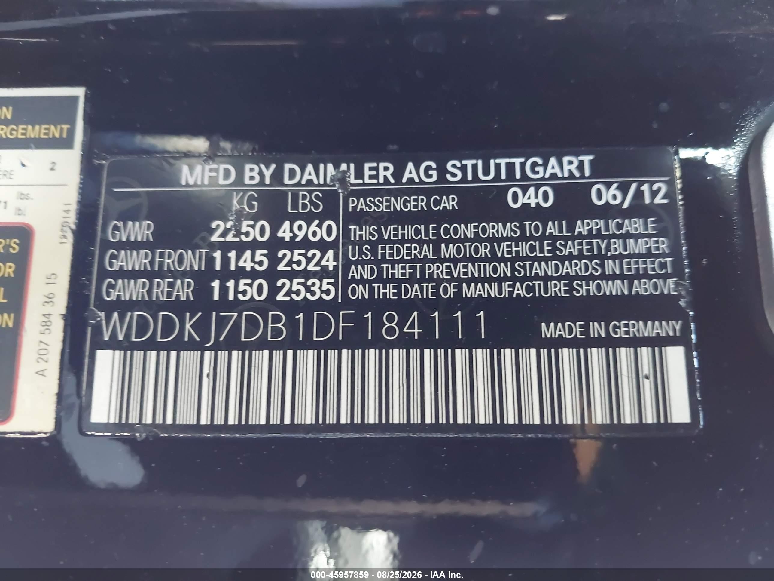 2013 Mercedes-benz E 550   Black vin: WDDKJ7DB1DF184111