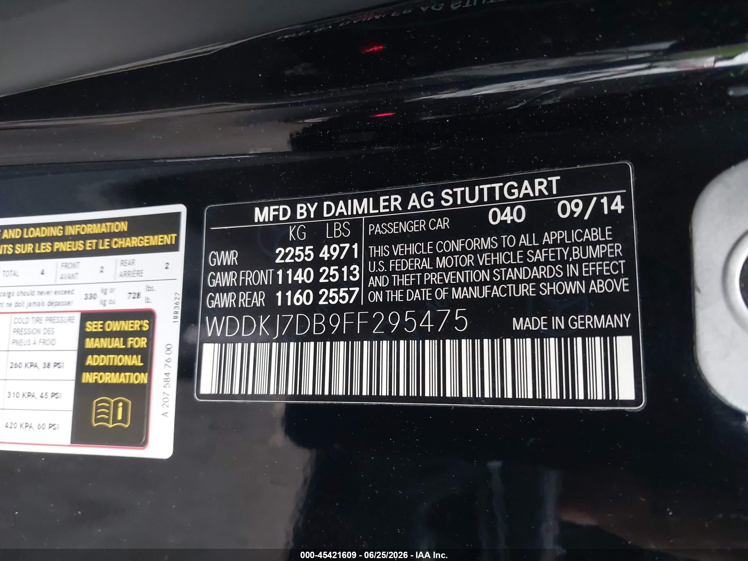 2015 Mercedes-benz E 550   Black vin: WDDKJ7DB9FF295475