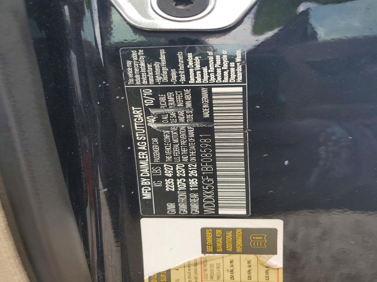 2011 Mercedes-benz E 350 Black vin: WDDKK5GF1BF085981
