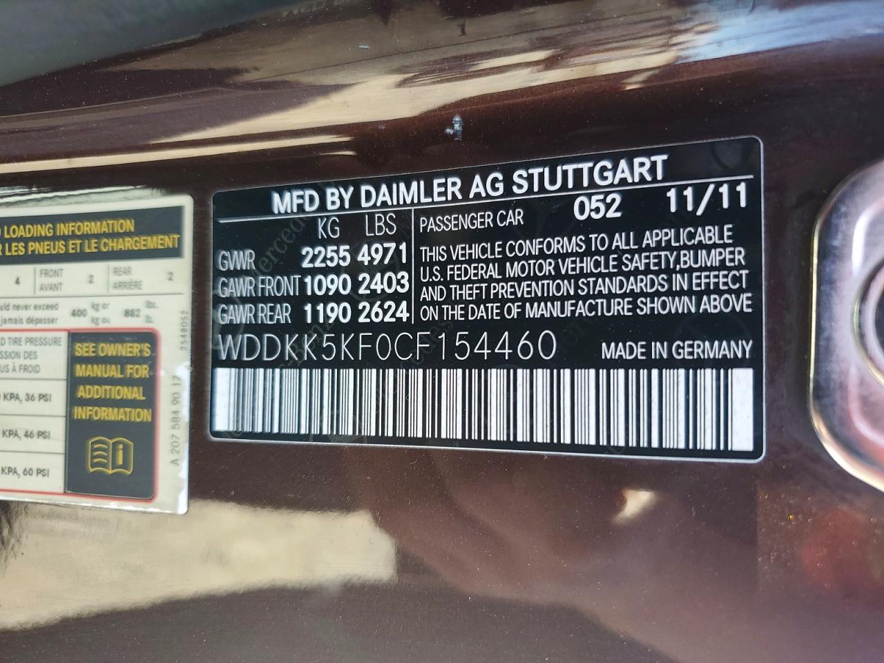 2012 Mercedes-benz E 350 Brown vin: WDDKK5KF0CF154460