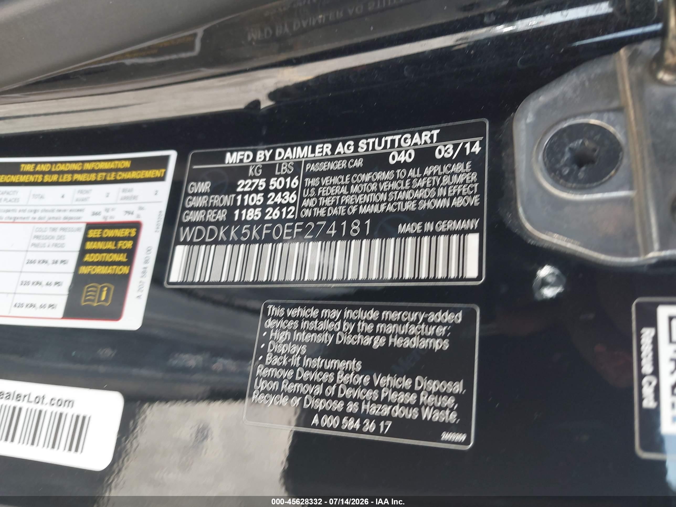 2014 Mercedes-benz E 350   Black vin: WDDKK5KF0EF274181