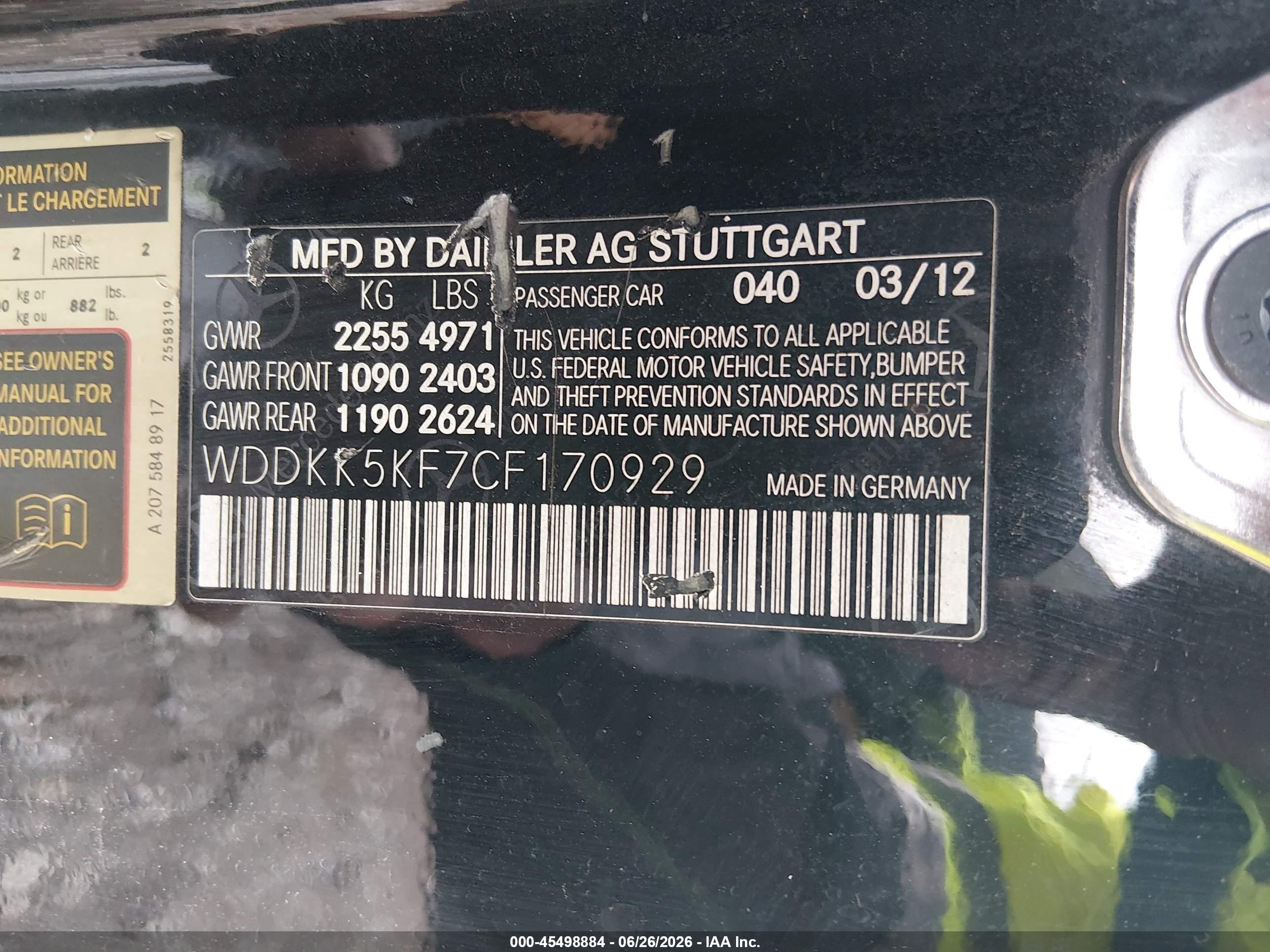 2012 Mercedes-benz E 350   Black vin: WDDKK5KF7CF170929