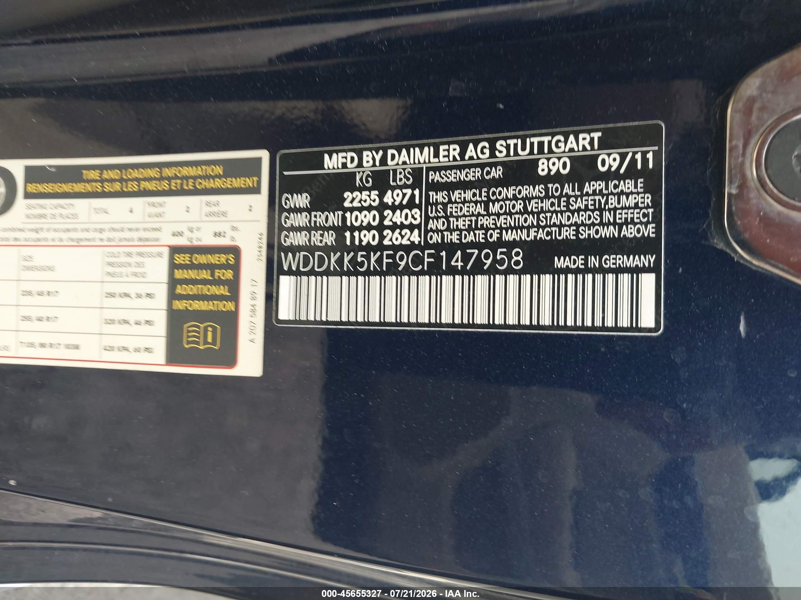 2012 Mercedes-benz E 350 Blue vin: WDDKK5KF9CF147958