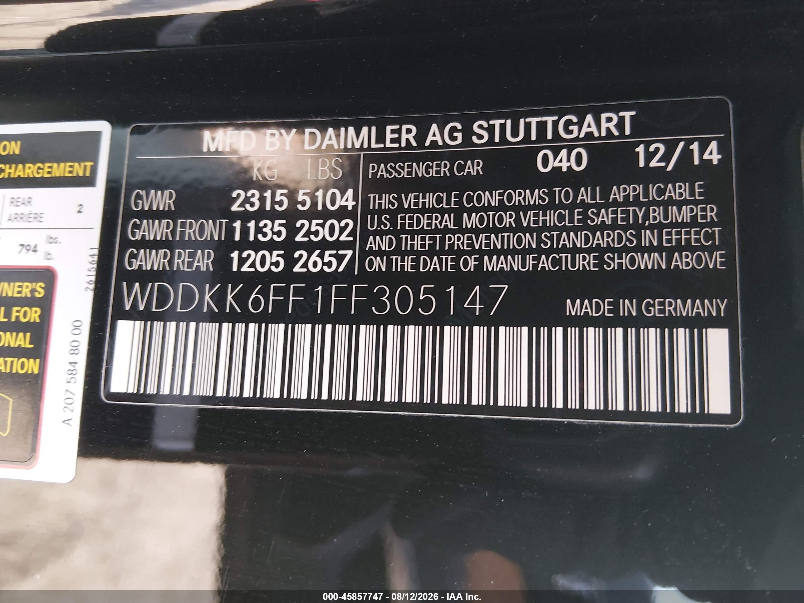 2015 Mercedes-benz E 400 Черный vin: WDDKK6FF1FF305147