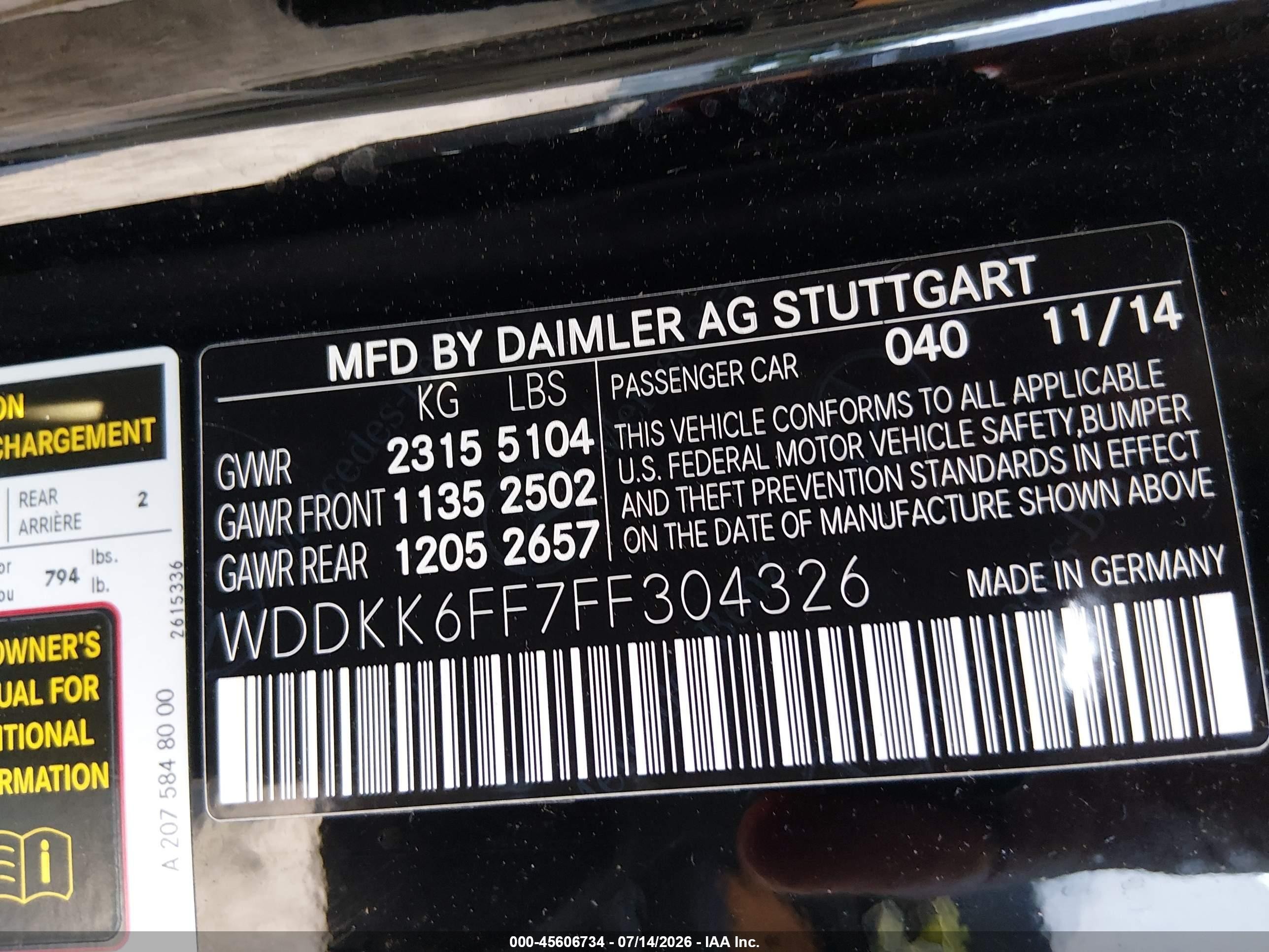 2015 Mercedes-benz E 400   Черный vin: WDDKK6FF7FF304326