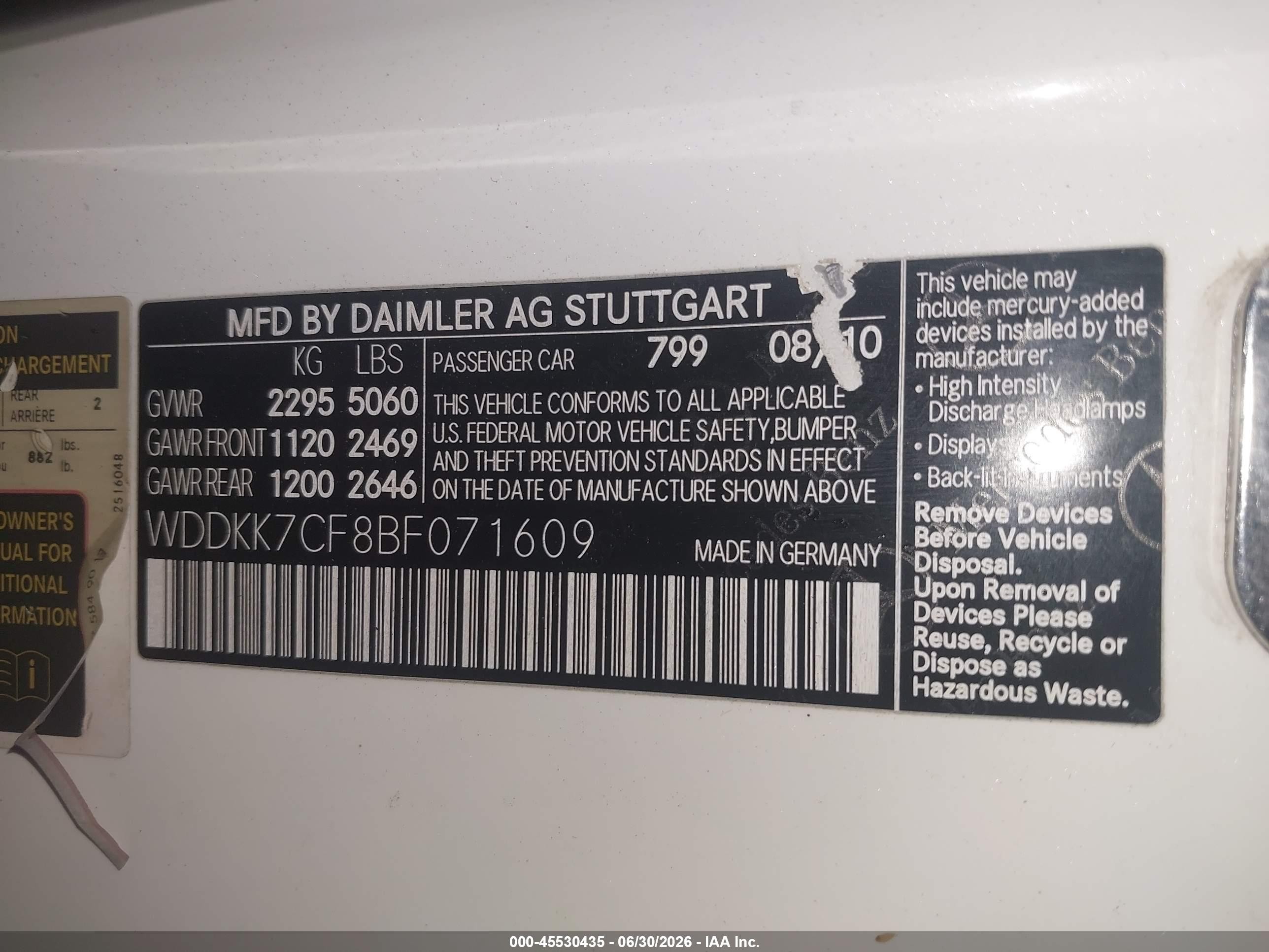 2011 Mercedes-benz E 550   White vin: WDDKK7CF8BF071609