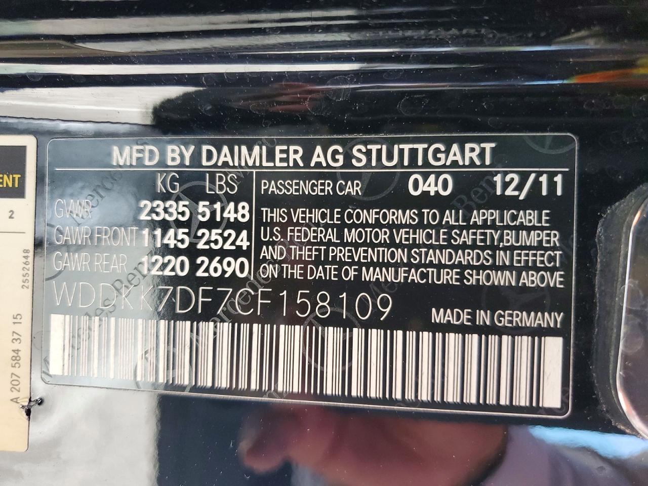 2012 Mercedes-benz E 550 Black vin: WDDKK7DF7CF158109