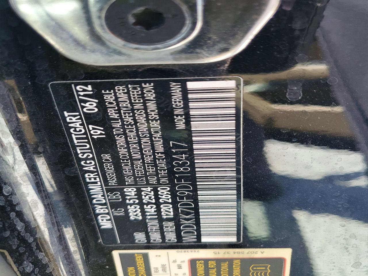 2013 Mercedes-benz E 550 Черный vin: WDDKK7DF9DF183417