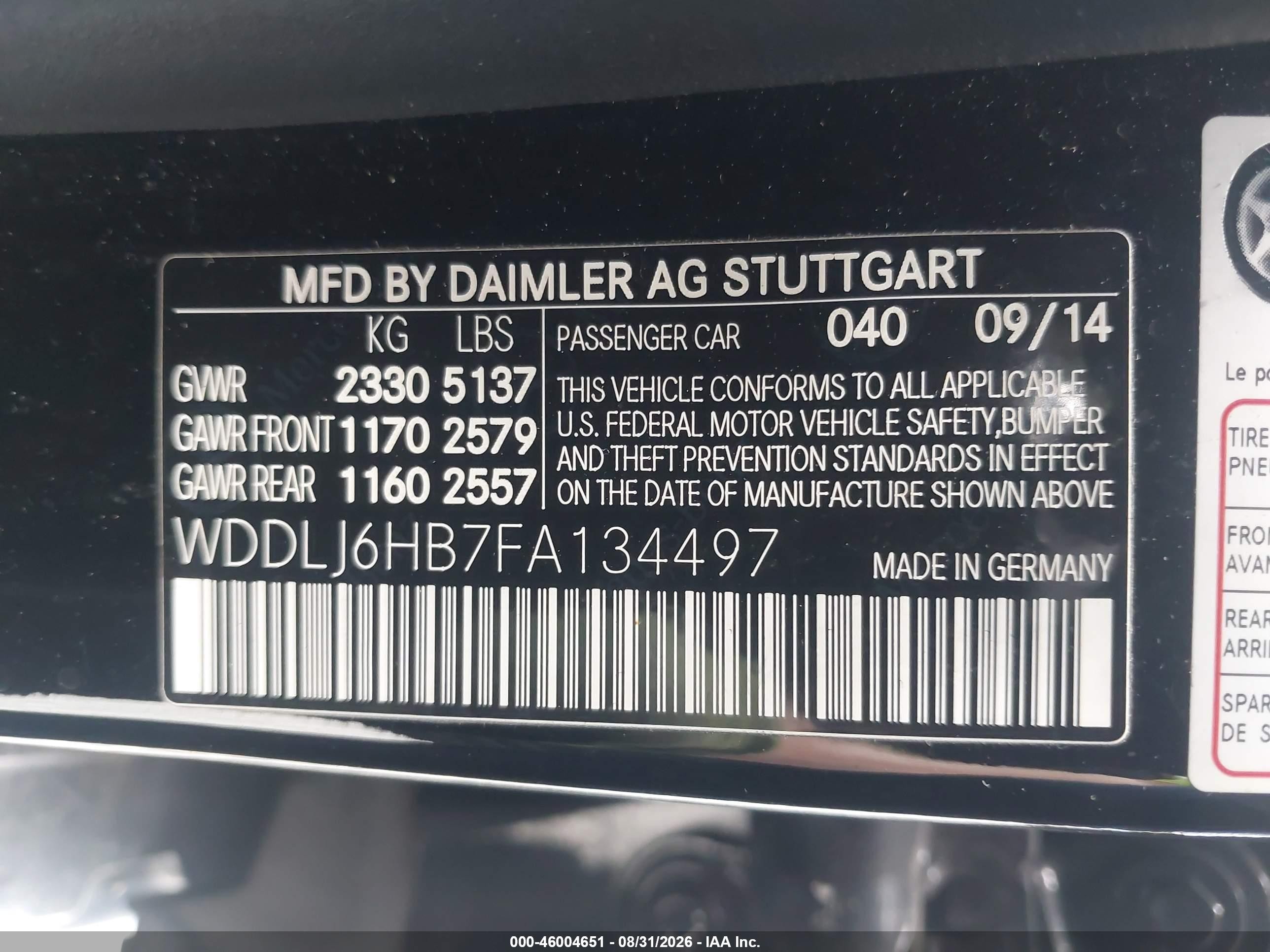 2015 Mercedes-benz Cls 400 4matic Black vin: WDDLJ6HB7FA134497