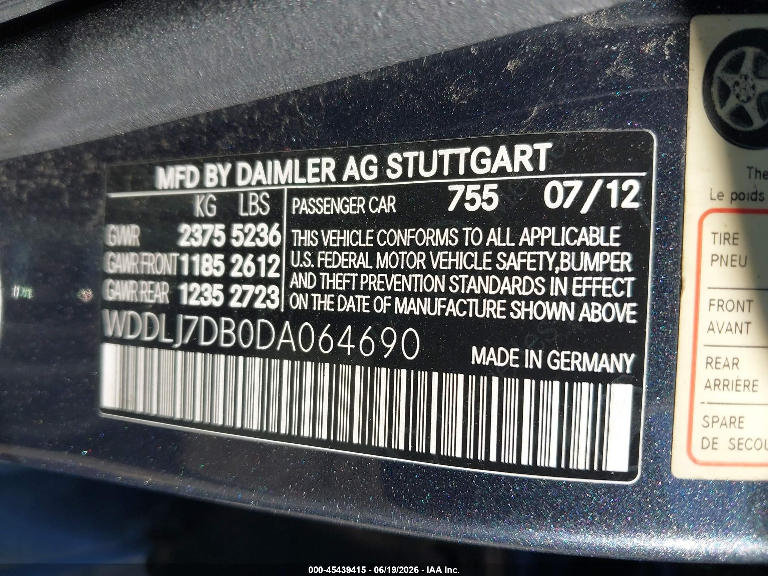 2013 Mercedes-benz Cls 550   Серый vin: WDDLJ7DB0DA064690