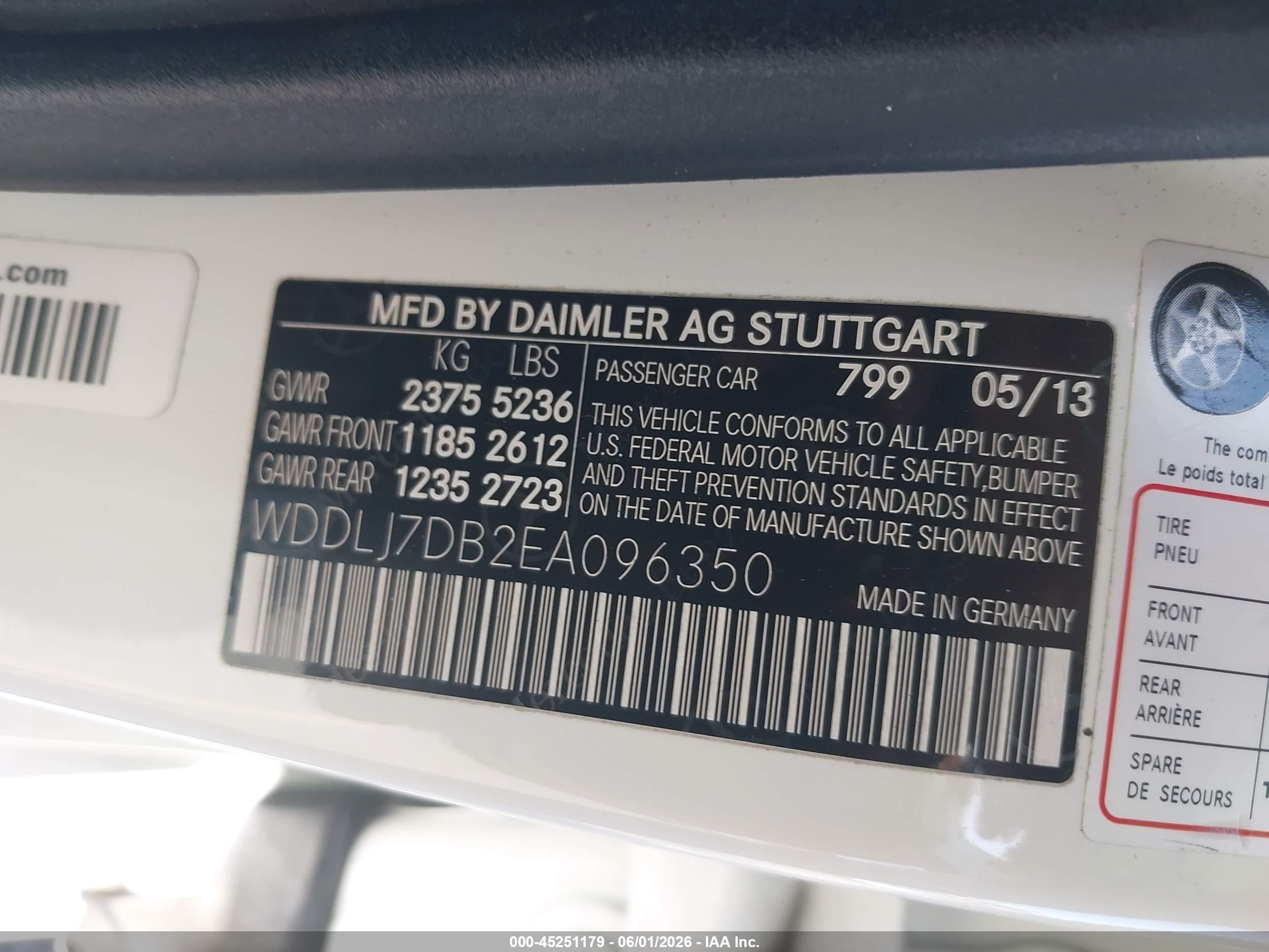 2014 Mercedes-benz Cls 550   White vin: WDDLJ7DB2EA096350