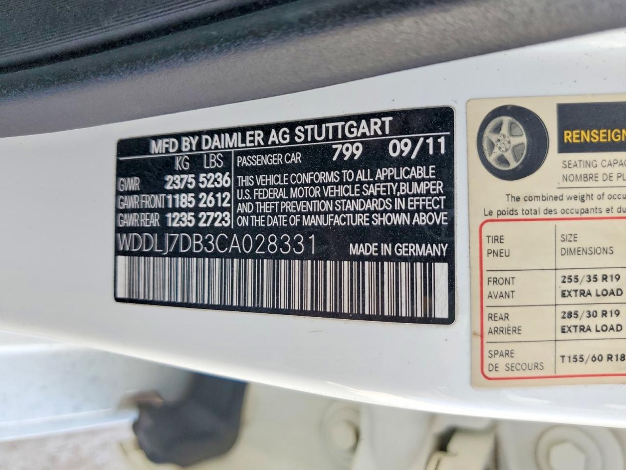 2012 Mercedes-benz Cls 550 White vin: WDDLJ7DB3CA028331
