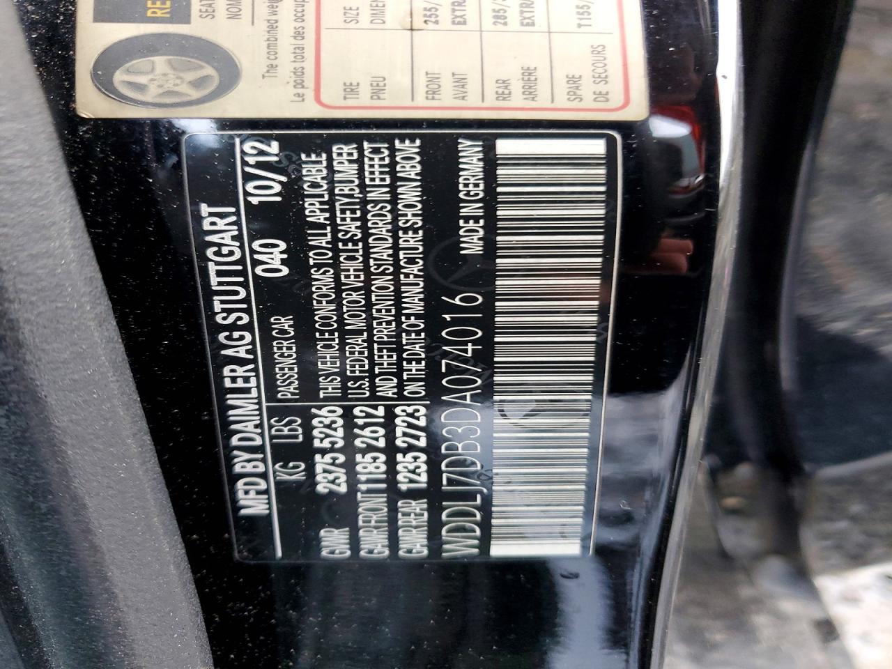 2013 Mercedes-benz Cls 550 Черный vin: WDDLJ7DB3DA074016