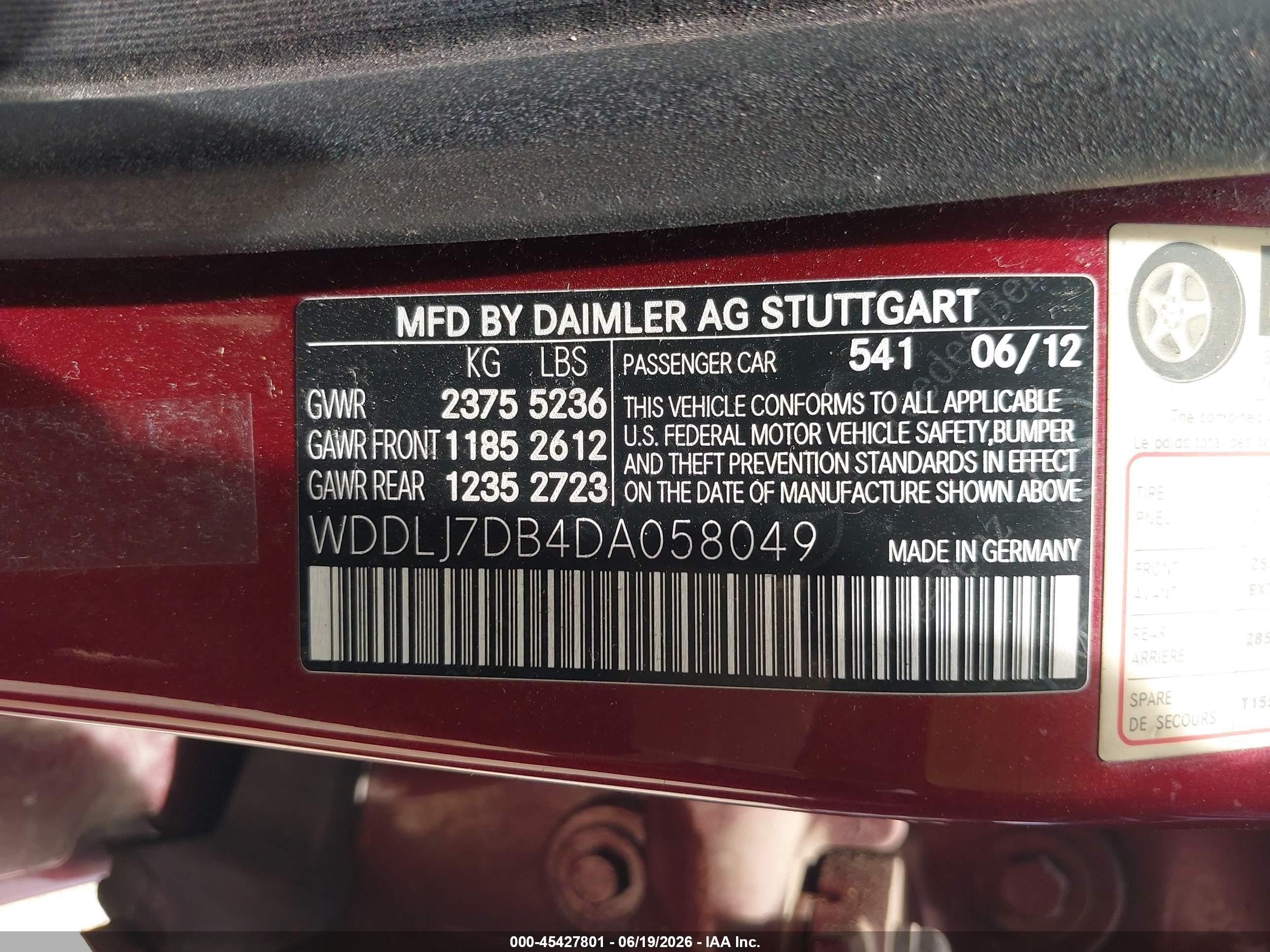 2013 Mercedes-benz Cls 550   Burgundy vin: WDDLJ7DB4DA058049