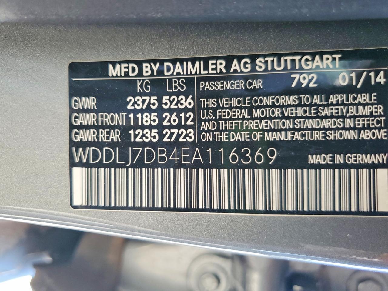 2014 Mercedes-benz Cls 550 Gray vin: WDDLJ7DB4EA116369