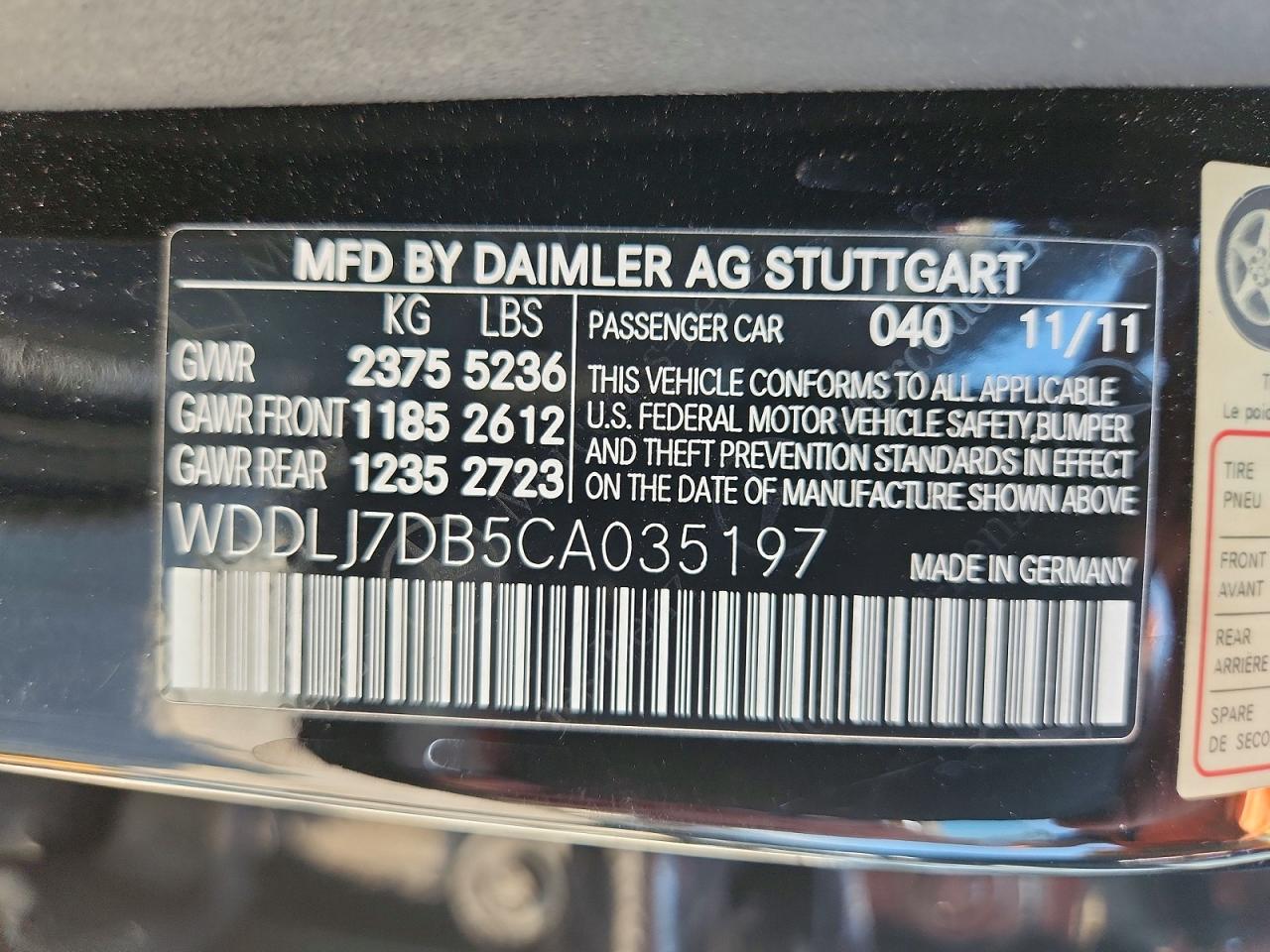 2012 Mercedes-benz Cls 550 Black vin: WDDLJ7DB5CA035197