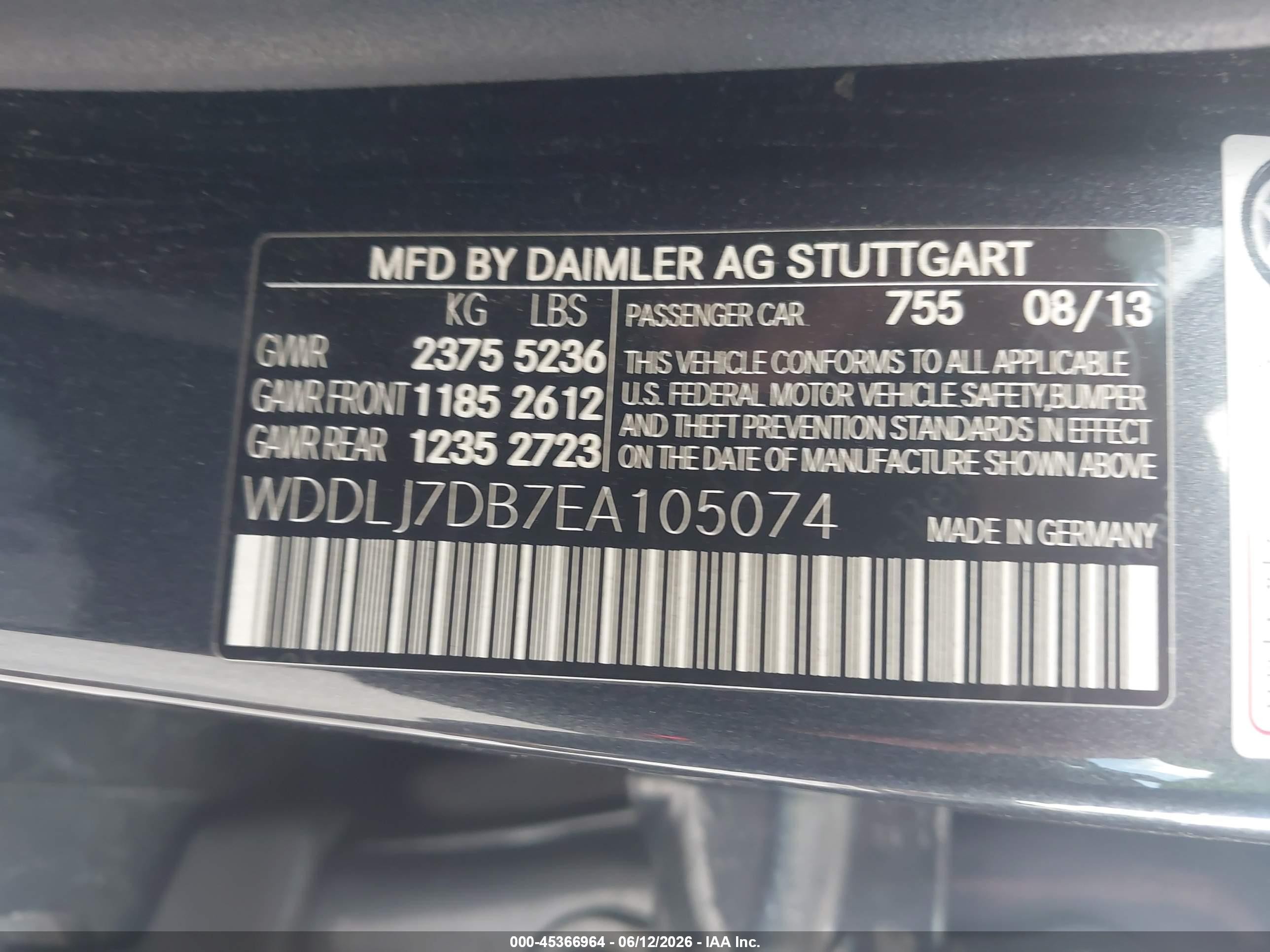 2014 Mercedes-benz Cls 550 Gray vin: WDDLJ7DB7EA105074