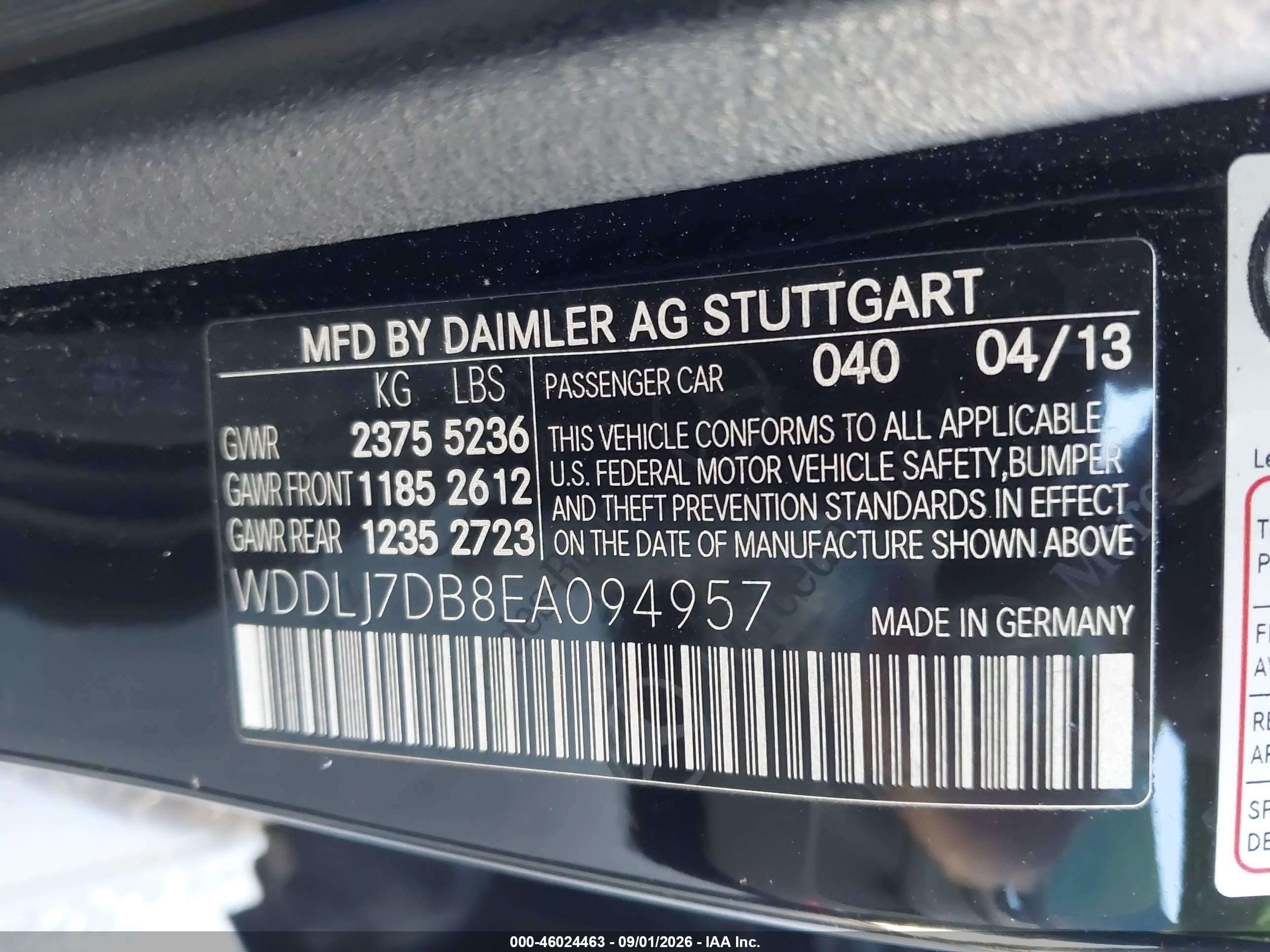 2014 Mercedes-benz Cls 550 Black vin: WDDLJ7DB8EA094957