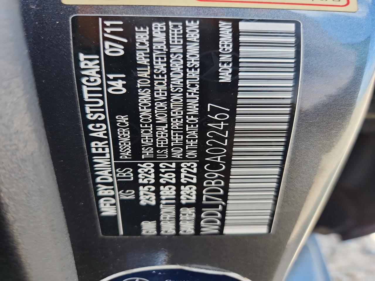 2012 Mercedes-benz Cls 550 Gray vin: WDDLJ7DB9CA022467
