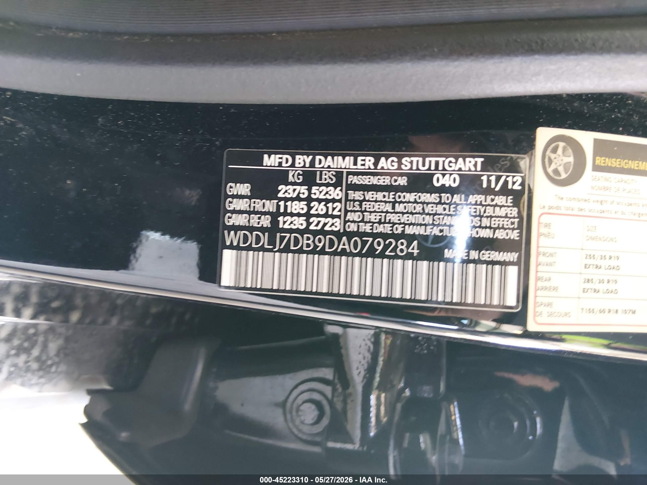 2013 Mercedes-benz Cls 550   Black vin: WDDLJ7DB9DA079284