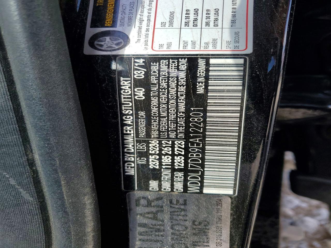 2014 Mercedes-benz Cls 550 Black vin: WDDLJ7DB9EA122801