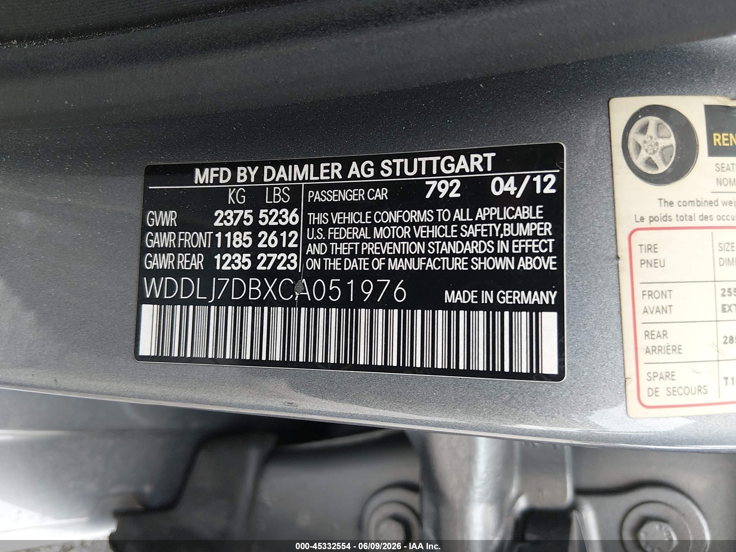 2012 Mercedes-benz Cls 550   Gray vin: WDDLJ7DBXCA051976