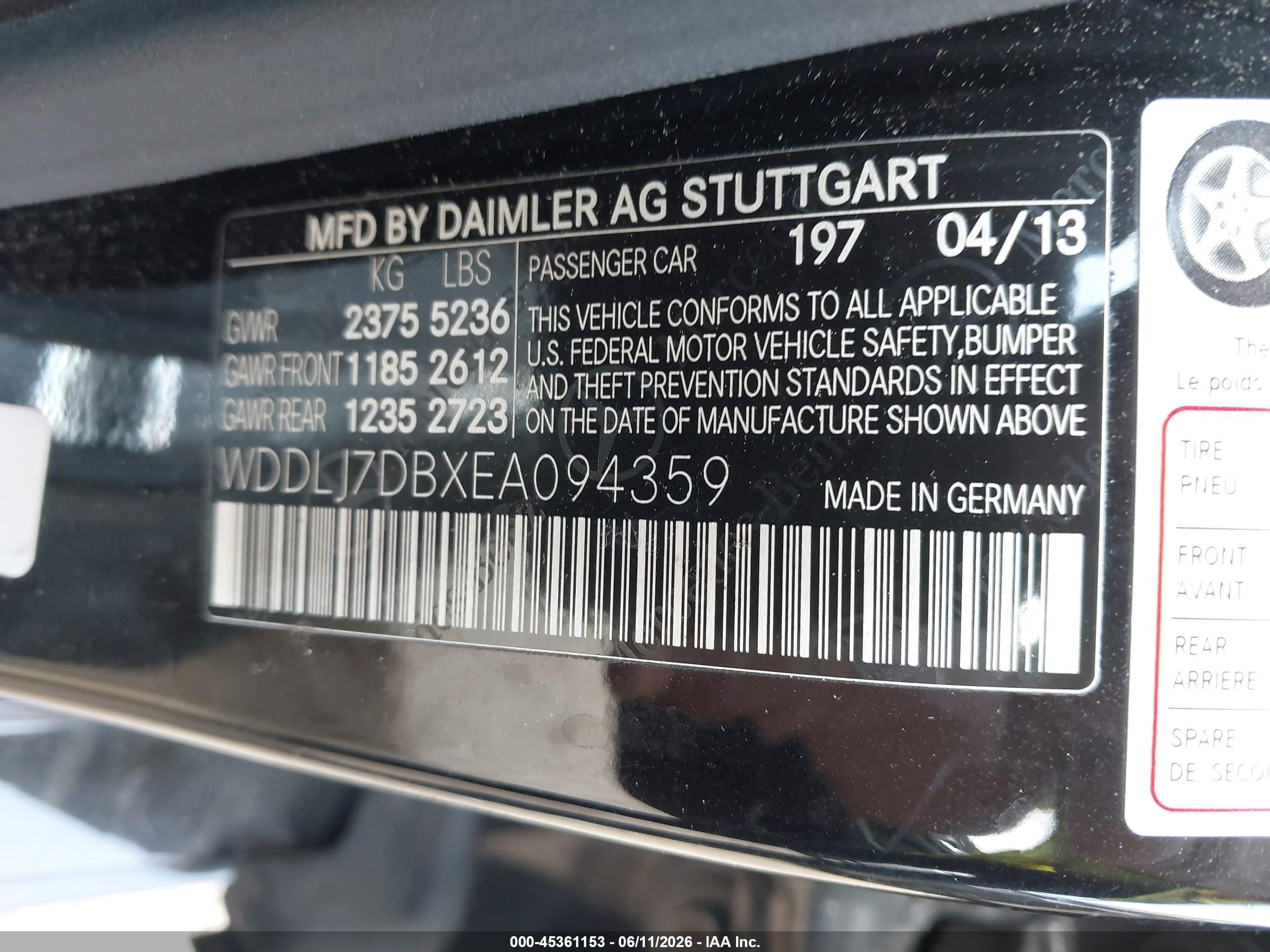 2014 Mercedes-benz Cls 550   Black vin: WDDLJ7DBXEA094359