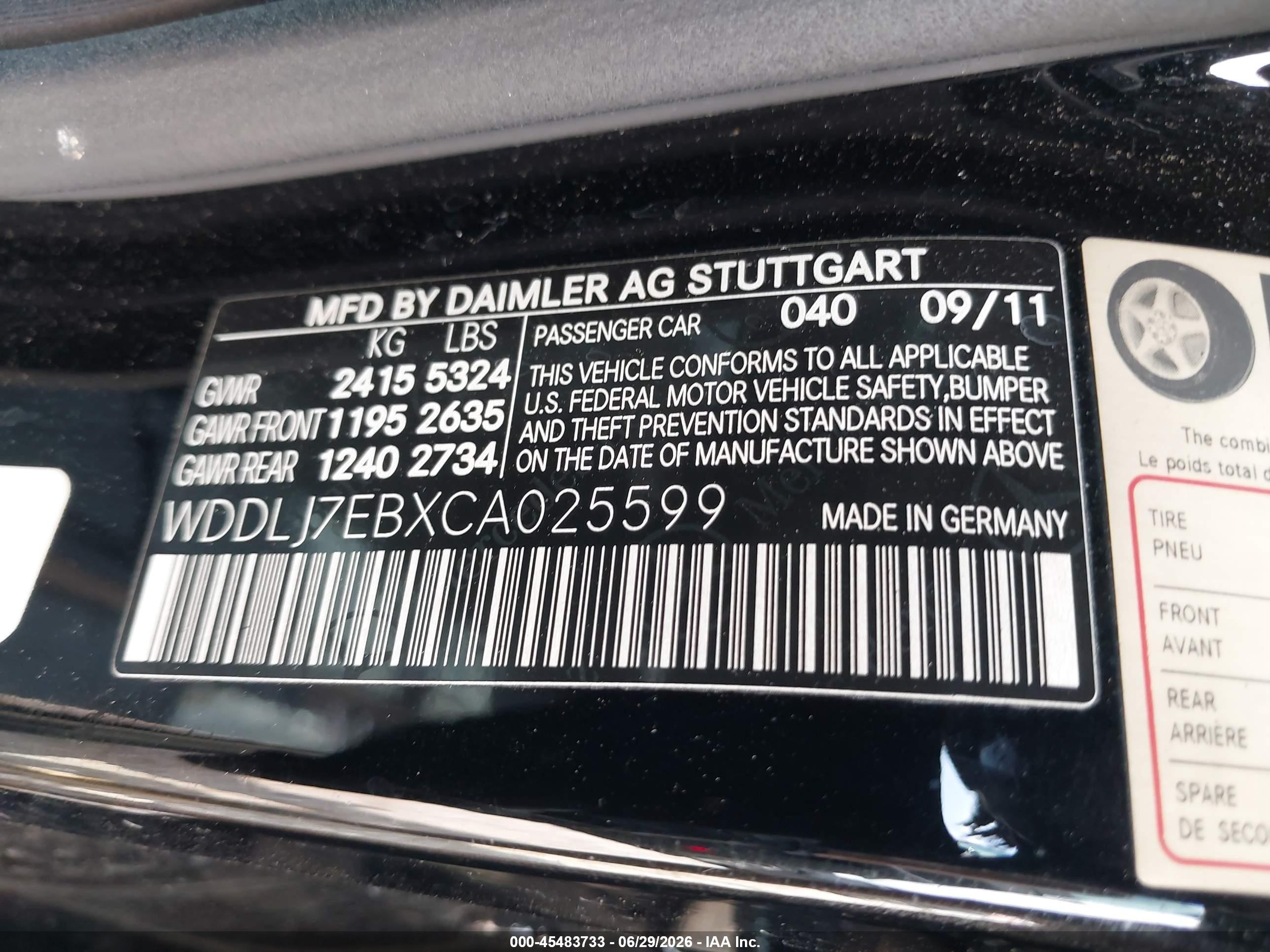 2012 Mercedes-benz Cls 63 Amg   Черный vin: WDDLJ7EBXCA025599